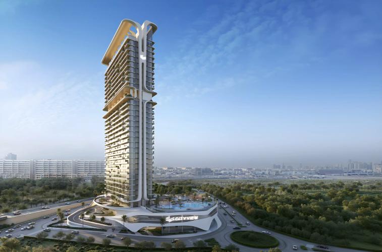 Velos Residence exterior facade view, Motor City, Dubai