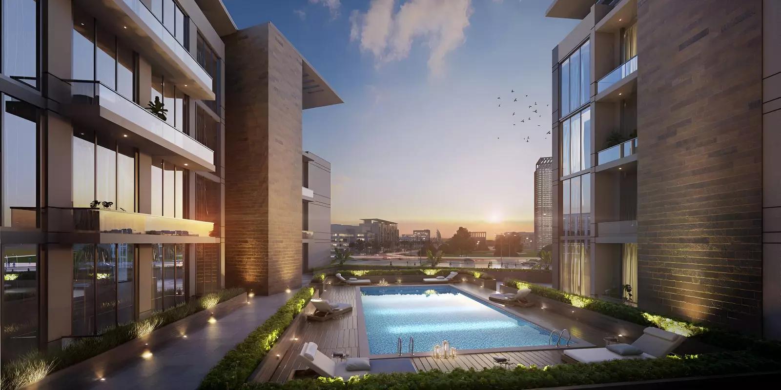 Living room interior at Azizi Park Avenue apartment, Meydan