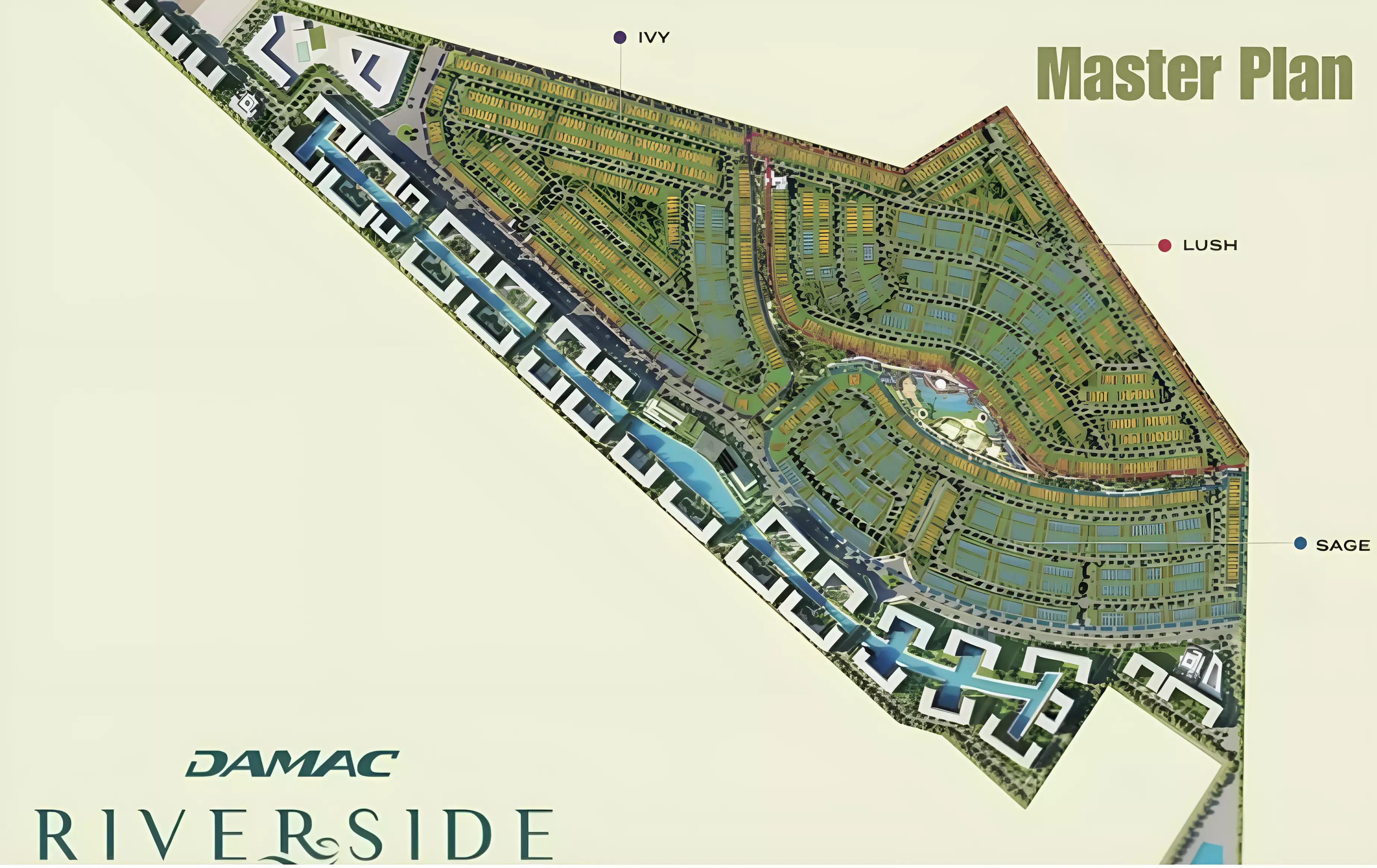 Master plan layout of IVY within Damac Riverside, DIP 2, Dubai