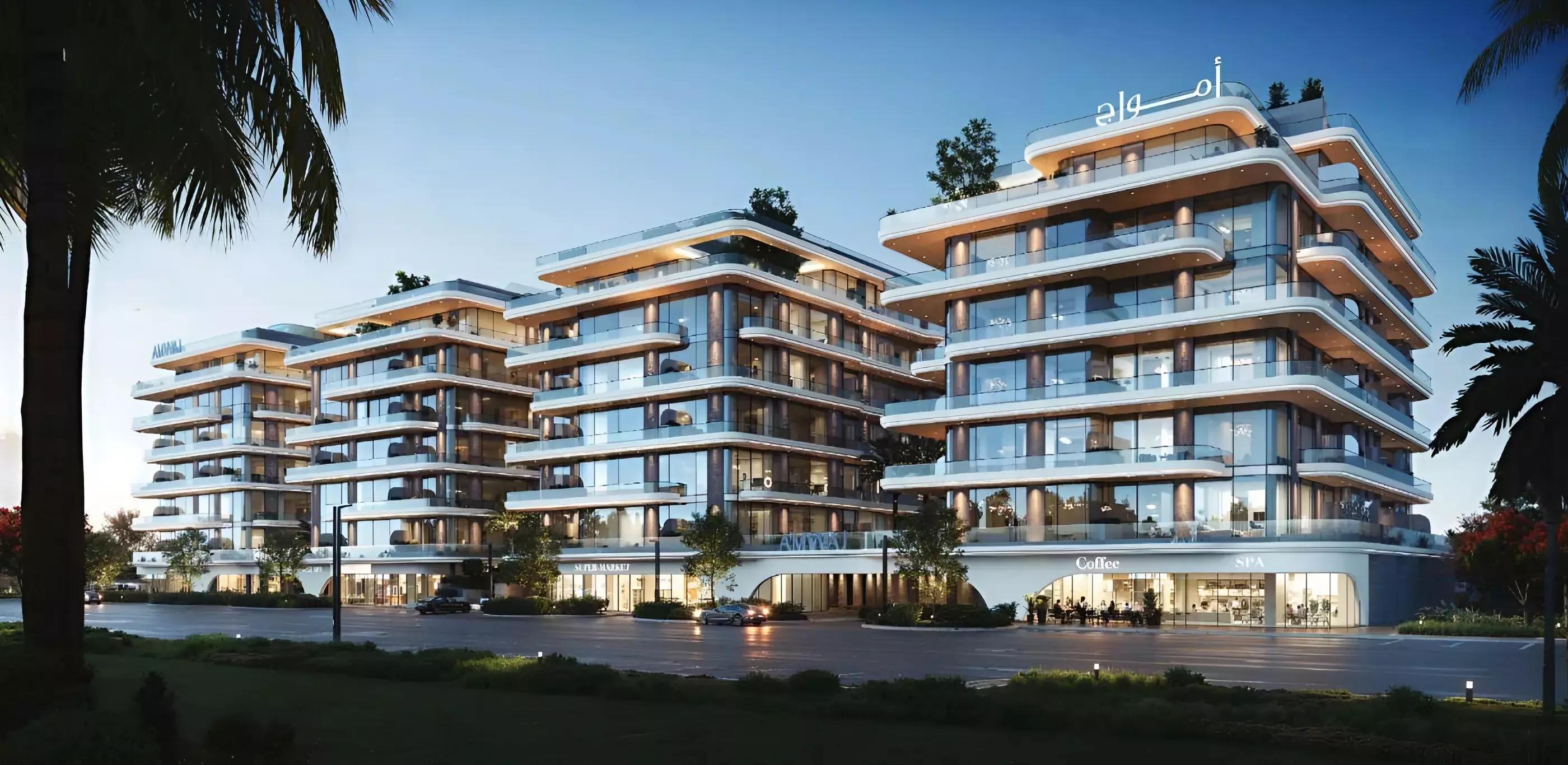 Apartment living room interior render, Gate Eleven Residences, Dubai