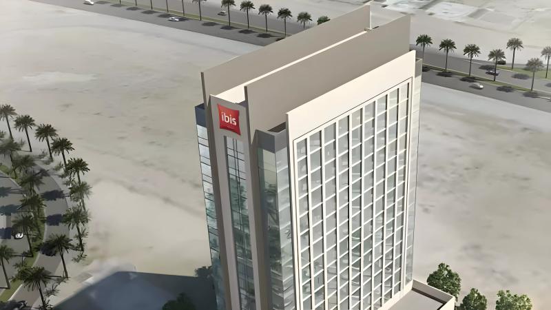 Exterior render of Ibis at Jumeirah Village Circle apartment building, Dubai