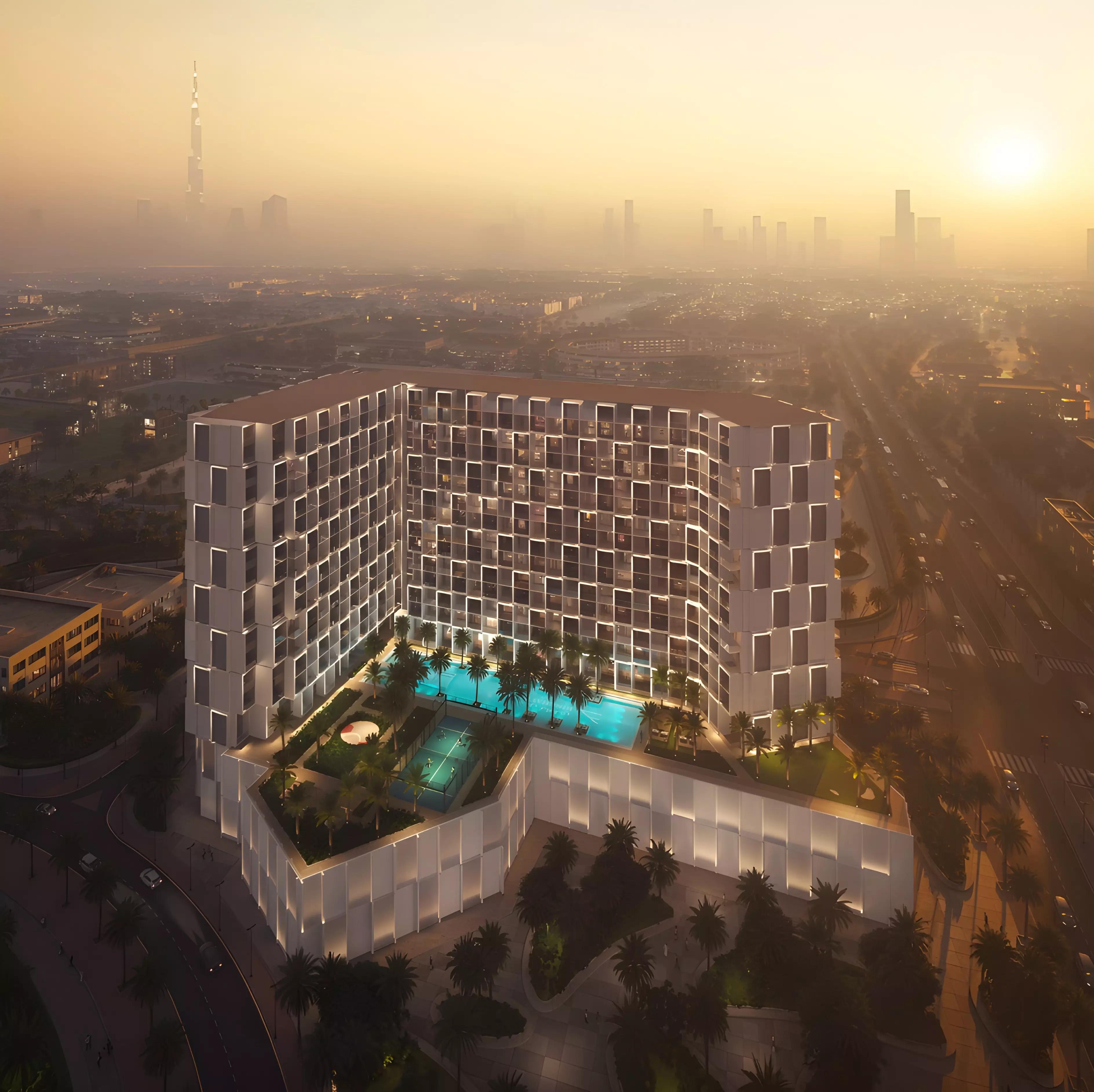 Binghatti Cullinan tower against Dubai skyline, Al Jaddaf