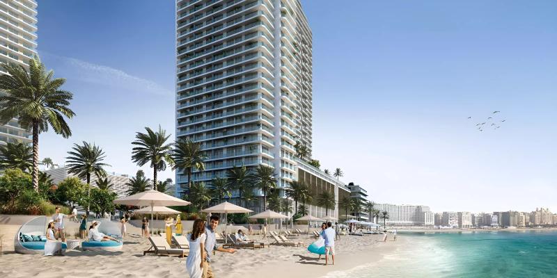 Palace Beach Residence tower exterior at Emaar Beachfront, Dubai Harbour