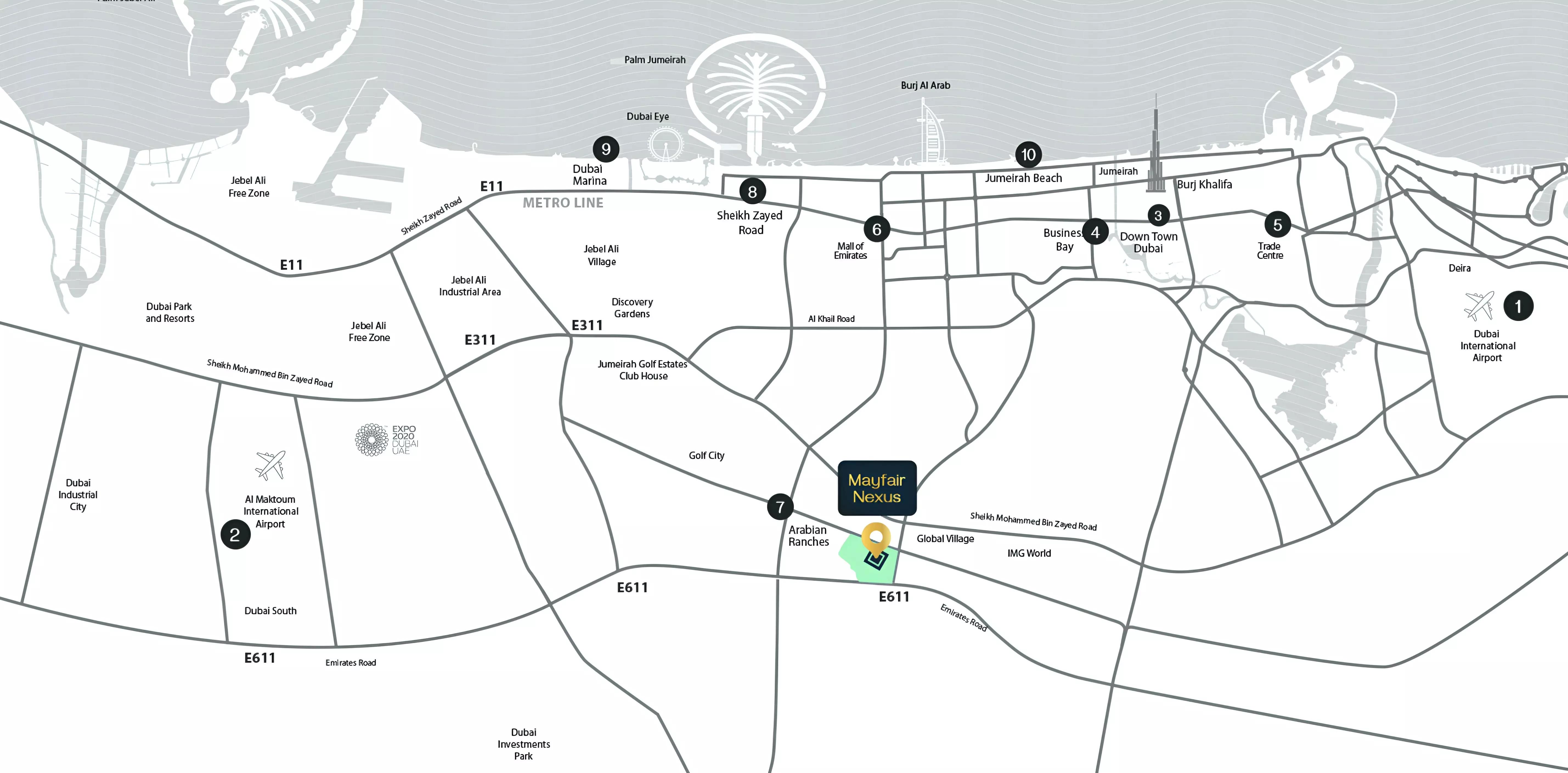 Mayfair Nexus master plan layout, Dubai Lifestyle City