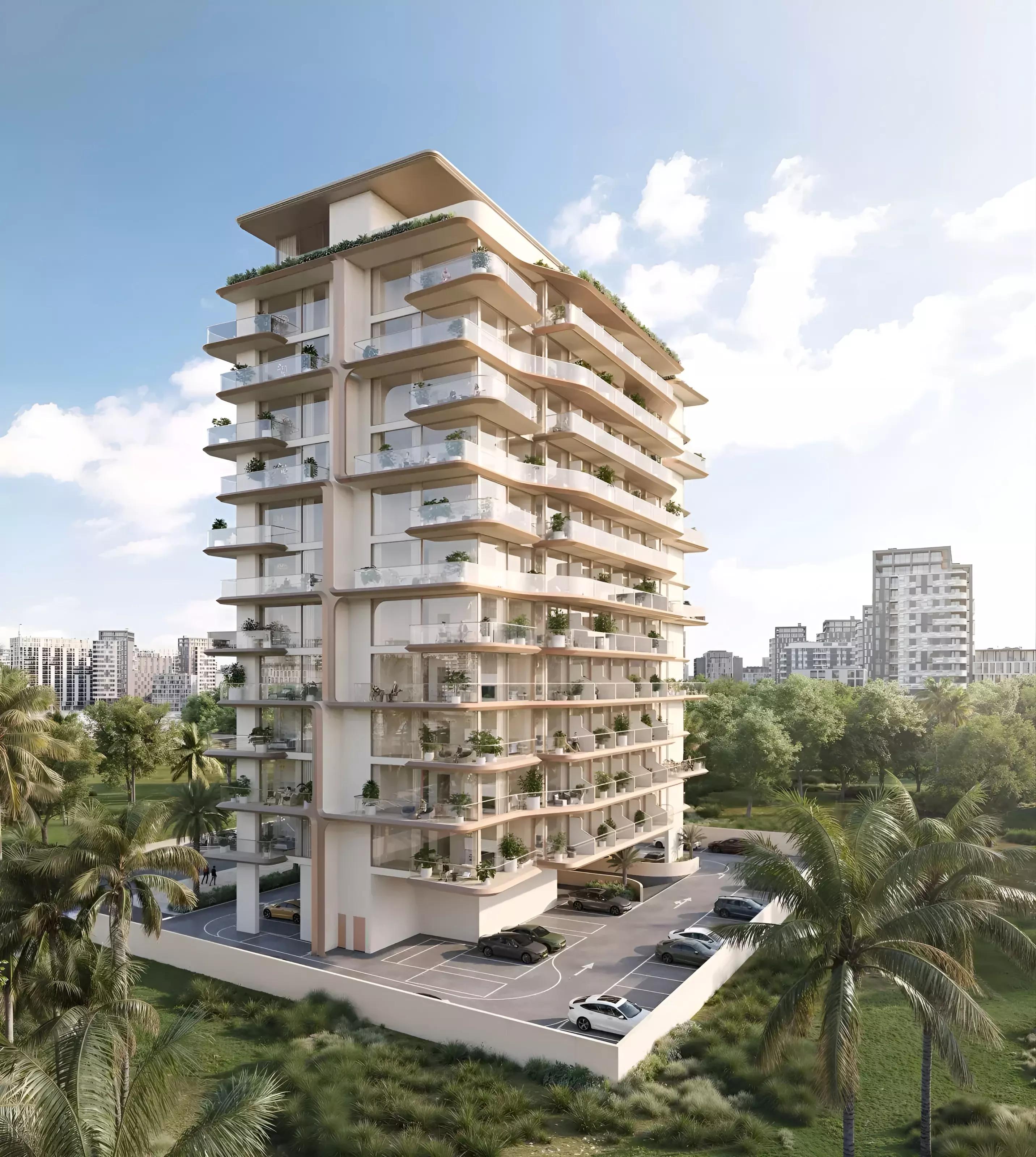 Izel by Zoya building view, Dubai Land Residence Complex, Dubai