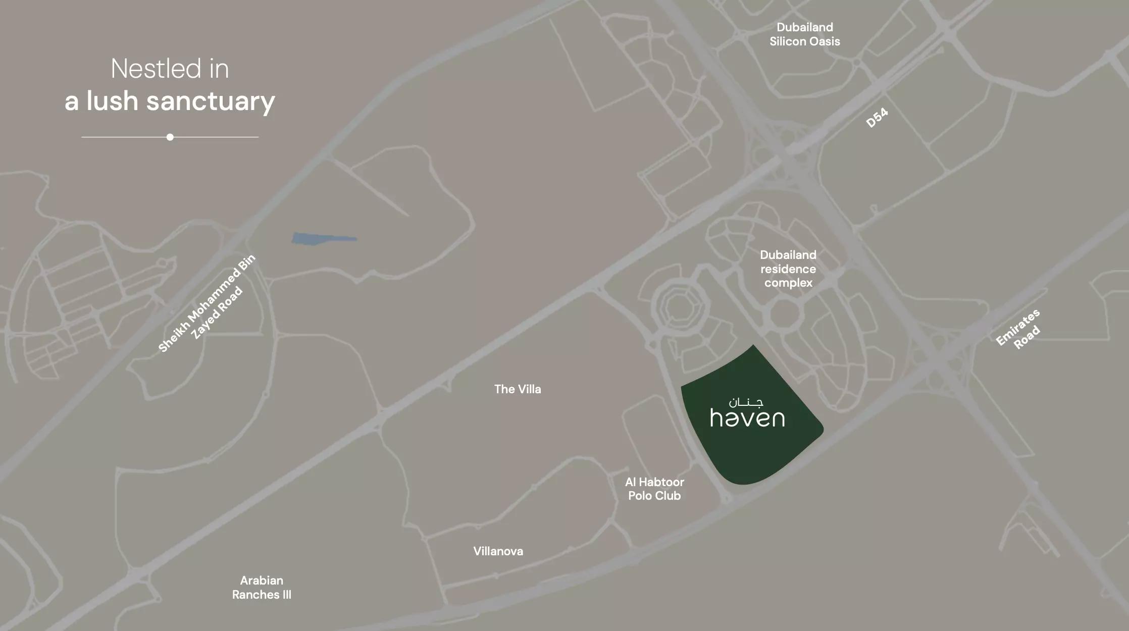 Master plan layout of the Oasis townhouse cluster within Haven By Aldar, Dubai