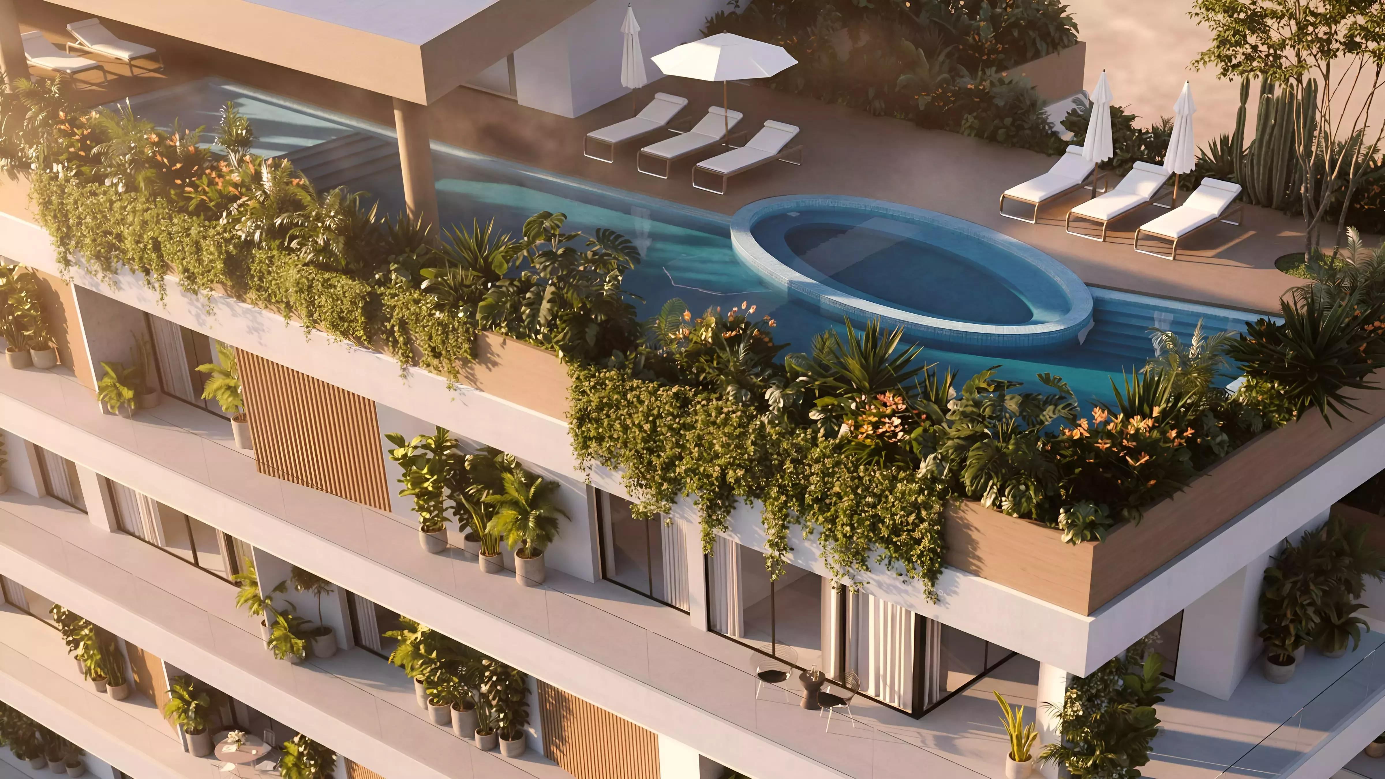 Shore at Lunaya Terraces apartment interior living space, Jebel Ali, Dubai