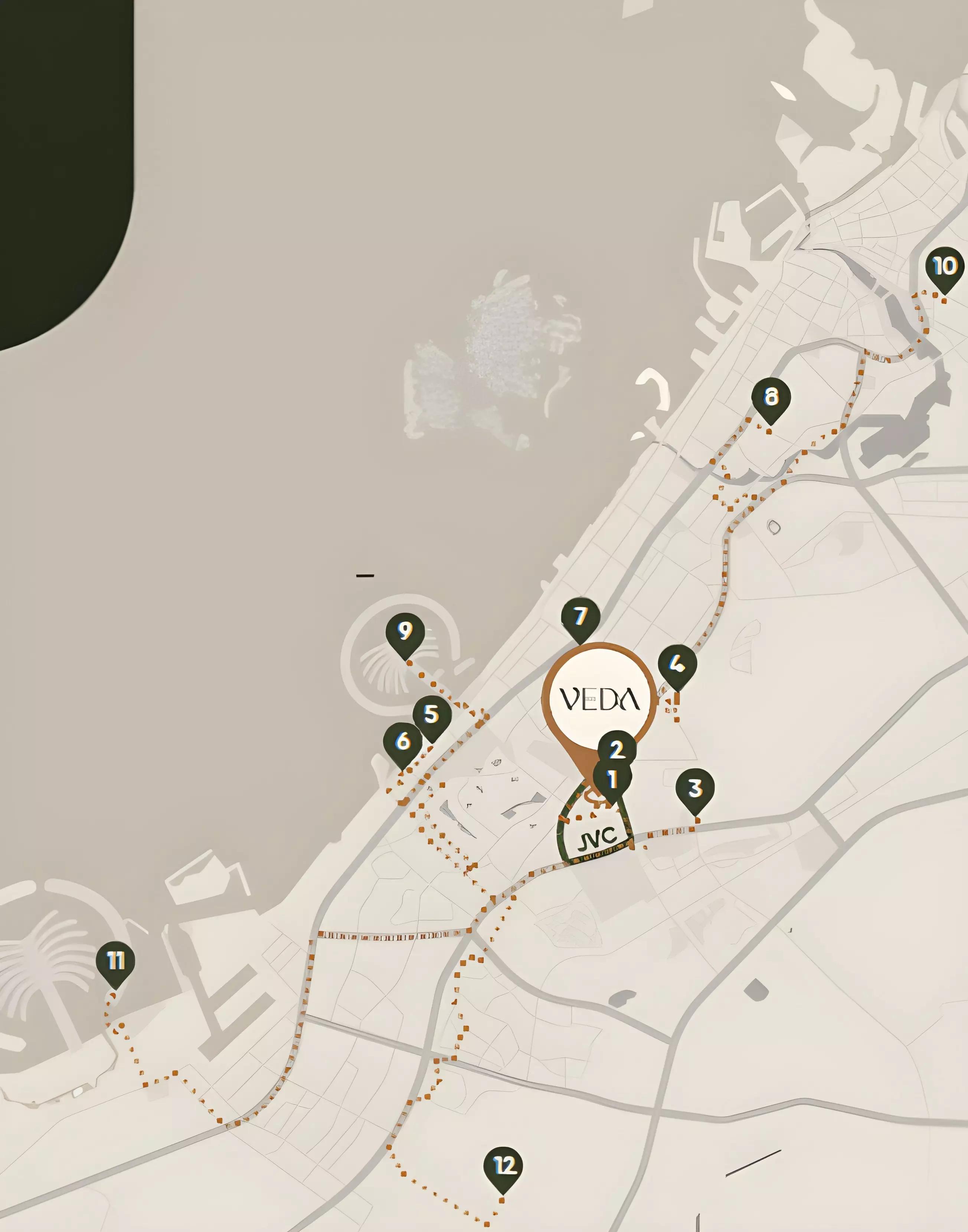 Veda by Aum One master plan layout, JVC, Dubai