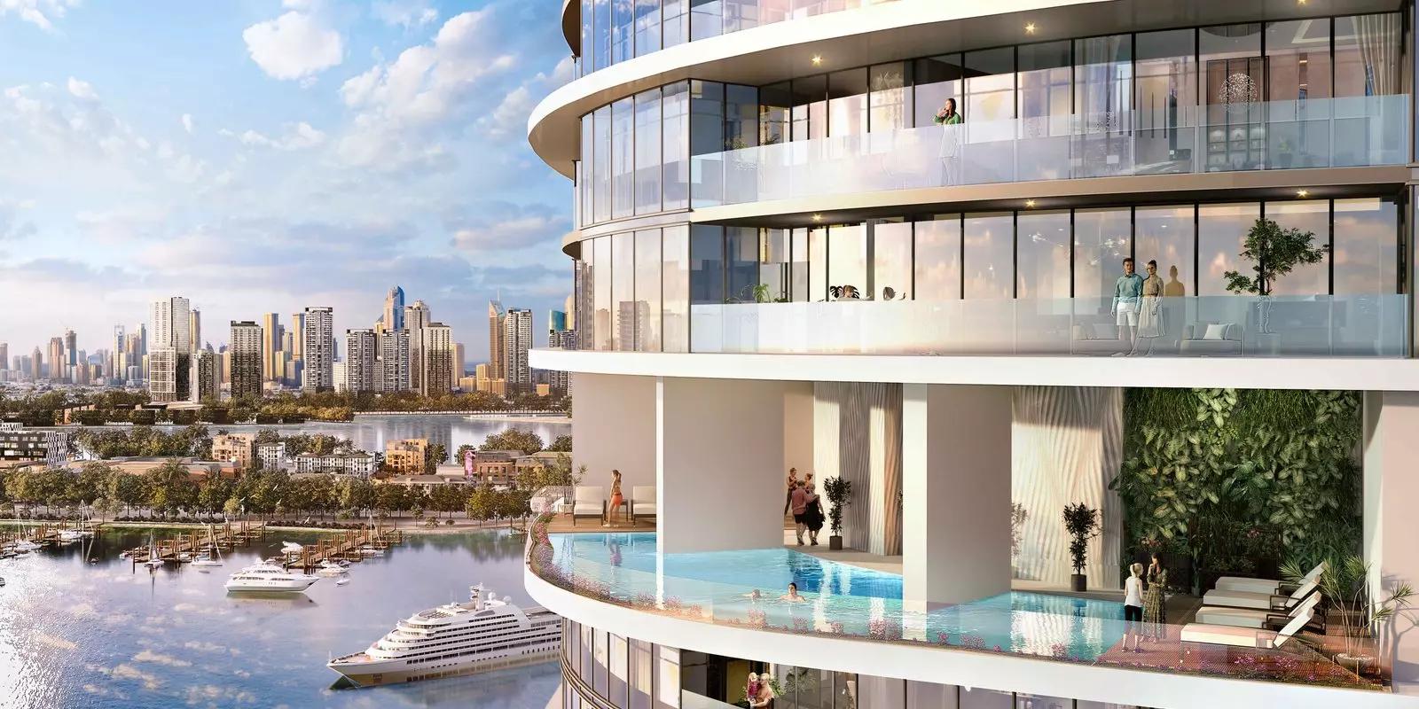 Damac Harbour Lights waterfront facade, Harbour Lights, Dubai