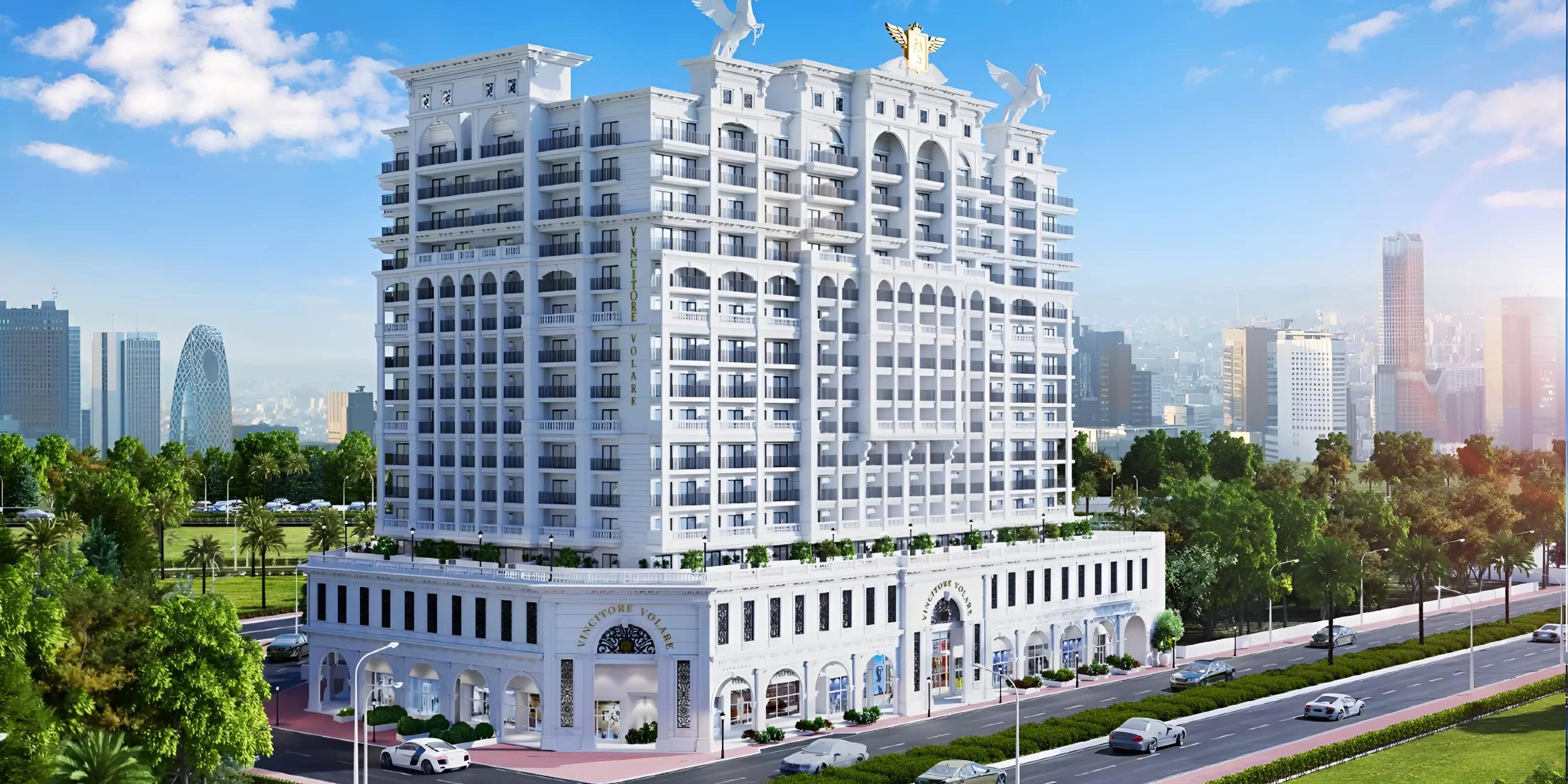 Vincitore Volare exterior facade with balconies, Arjan, Dubai