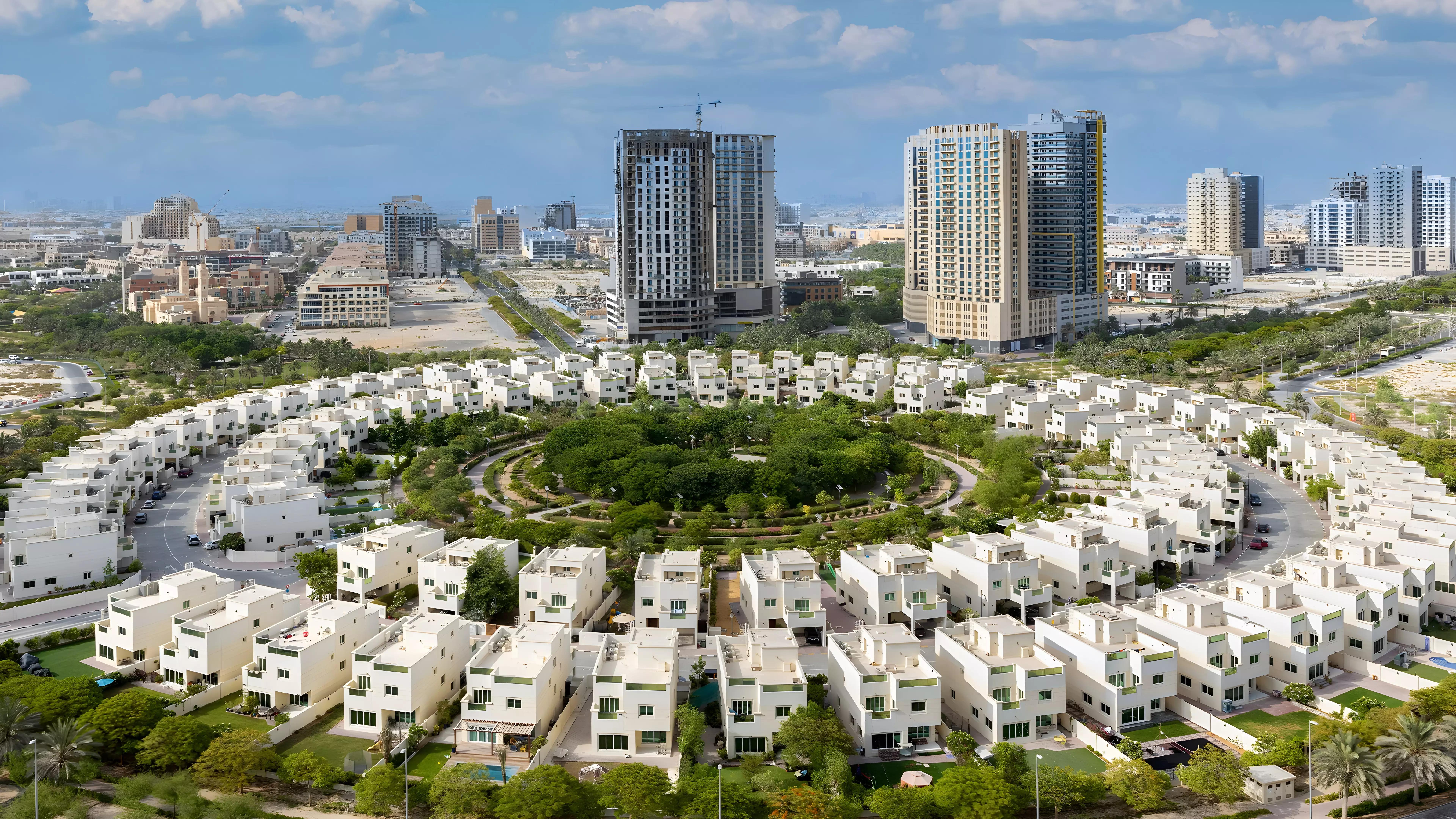 Exterior render of Sky Harmony residential tower by Peace Homes Group in Jumeirah Village Circle, Dubai