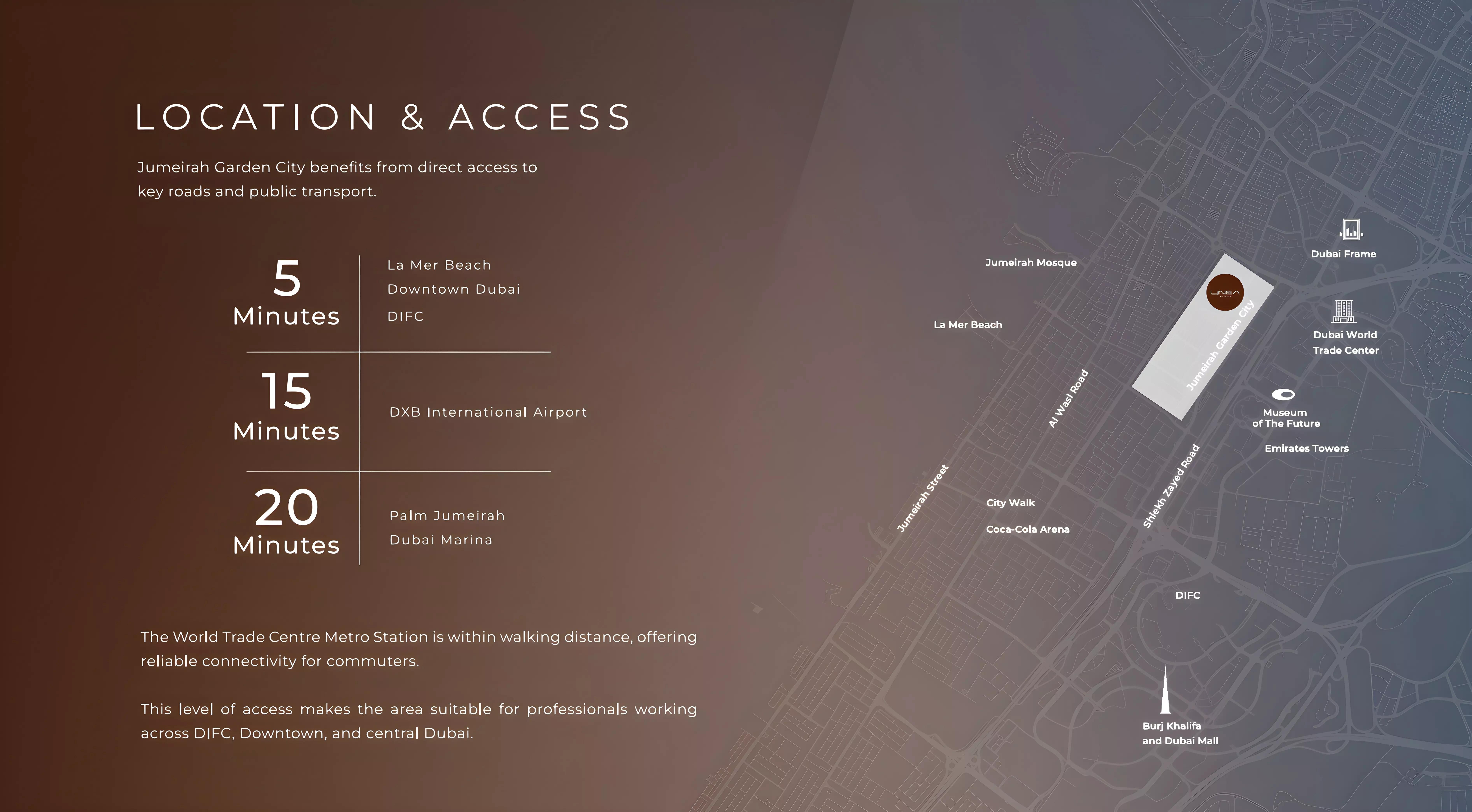 Linea master plan layout, Jumeirah Garden City, Al Satwa, Dubai