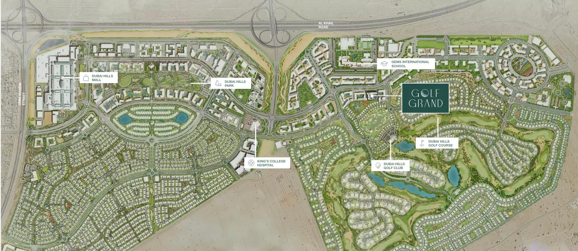 Golf Grand master plan layout, Dubai Hills Estate, Dubai