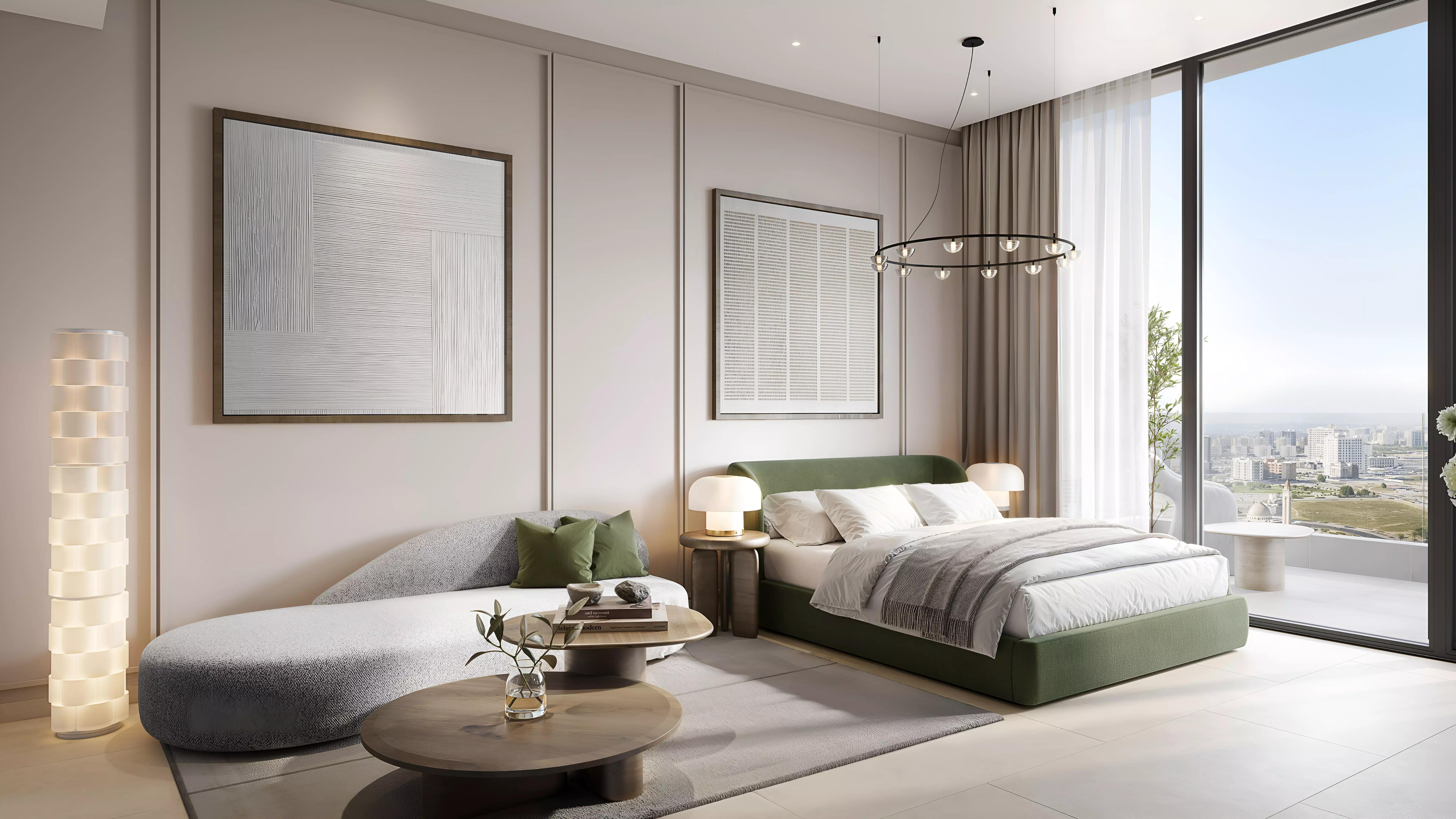 Verdania 1 building elevation and entrance area, Dubai Land Residence Complex, Dubai