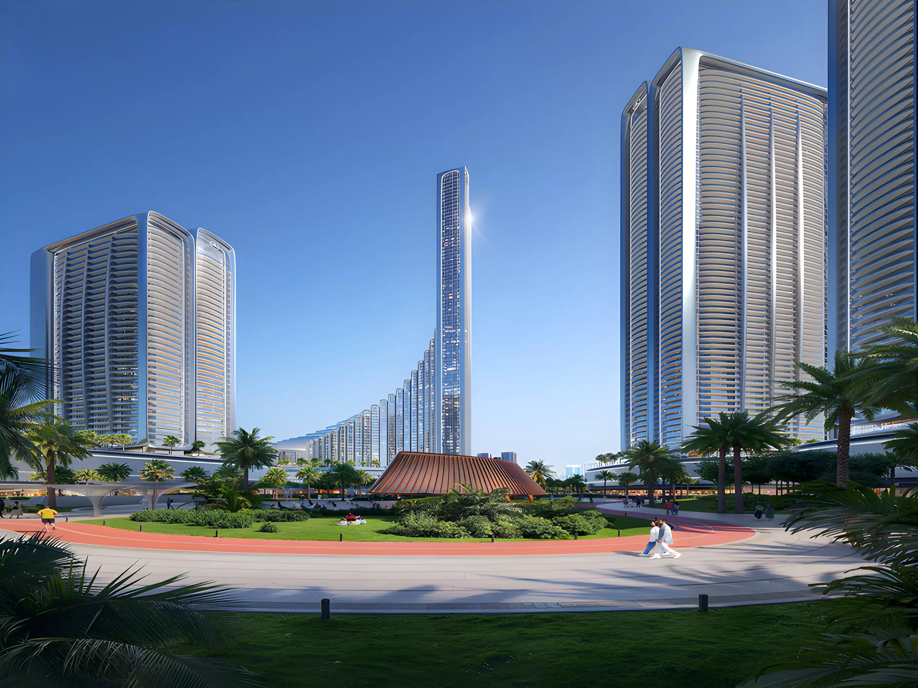 Binghatti Vision Iconic tower view at dusk, Nad Al Sheba, Dubai