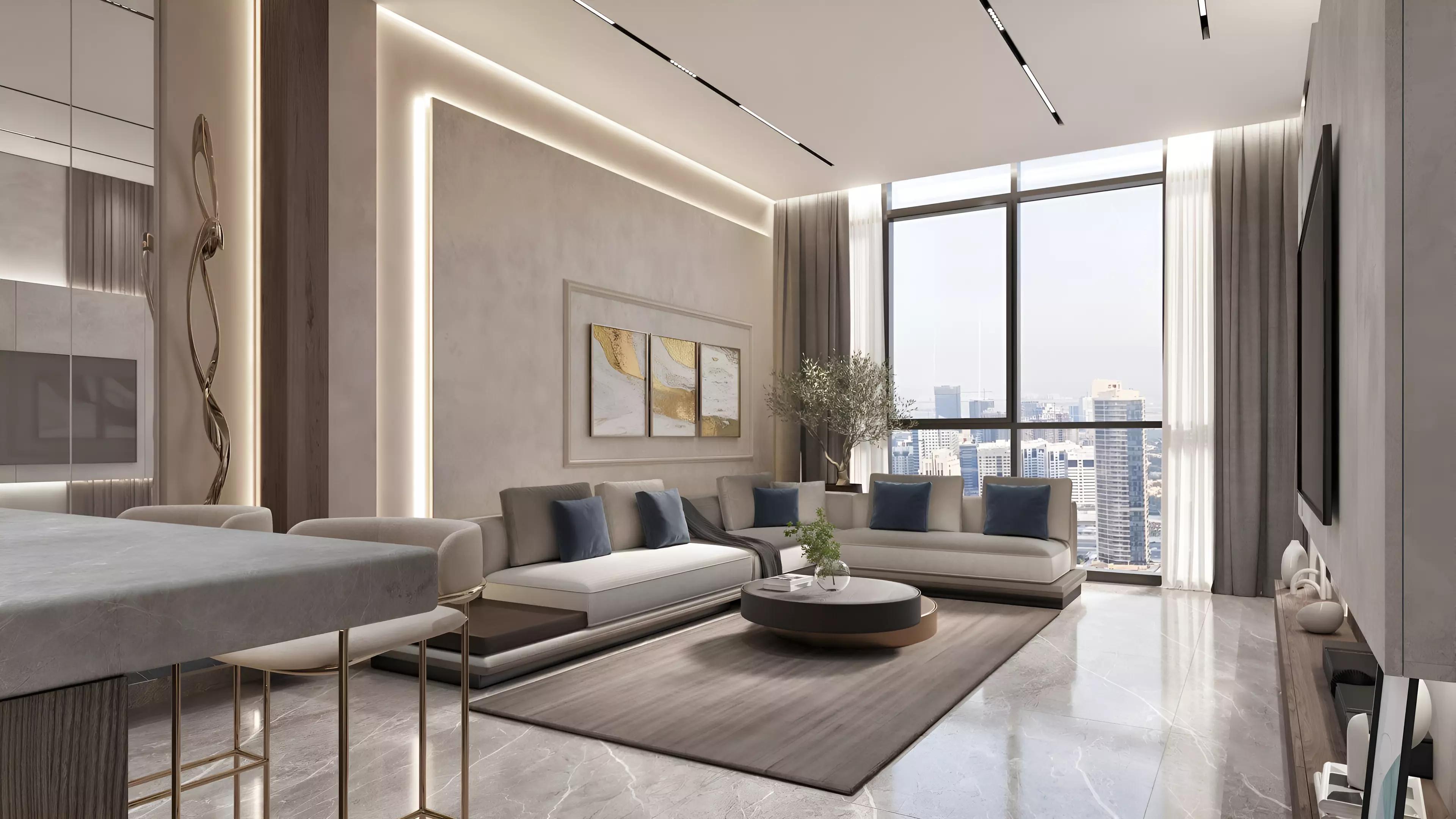 Landscaped garden area at Palatium Residences, Jumeirah Village Circle