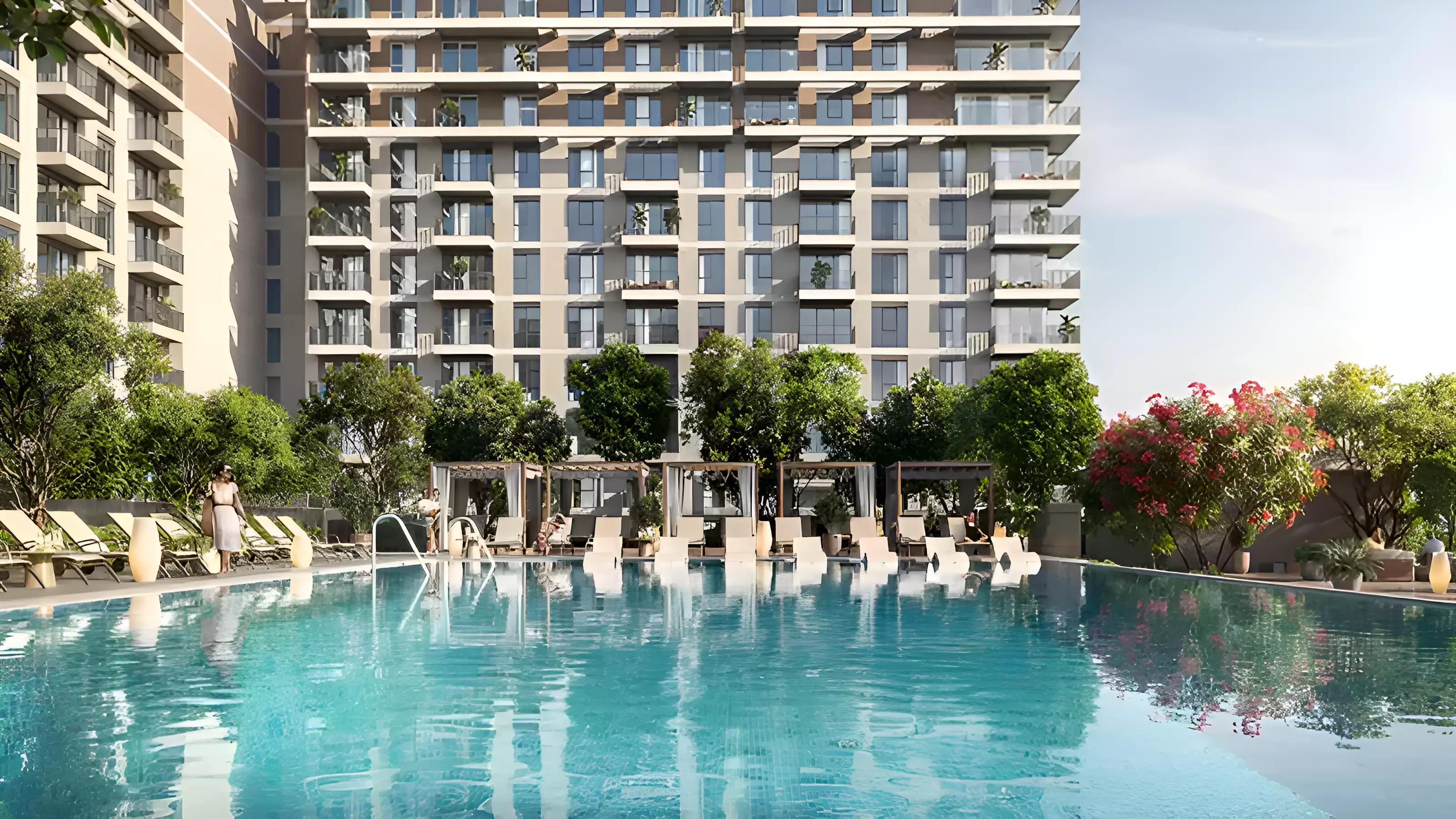 Golf Point exterior building view at Emaar South, Dubai South