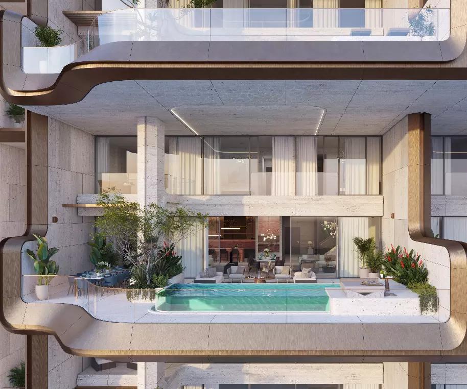 Ela balcony view over Palm Jumeirah waterfront