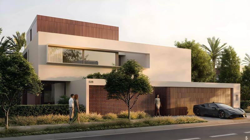 Selvara Phase 2 villa exterior at Grand Polo Club and Resort, DIP, Dubai