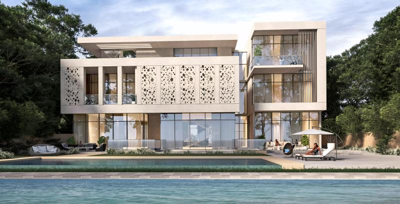 The Mansions villa exterior with landscaped frontage, Sobha Hartland II, Dubai