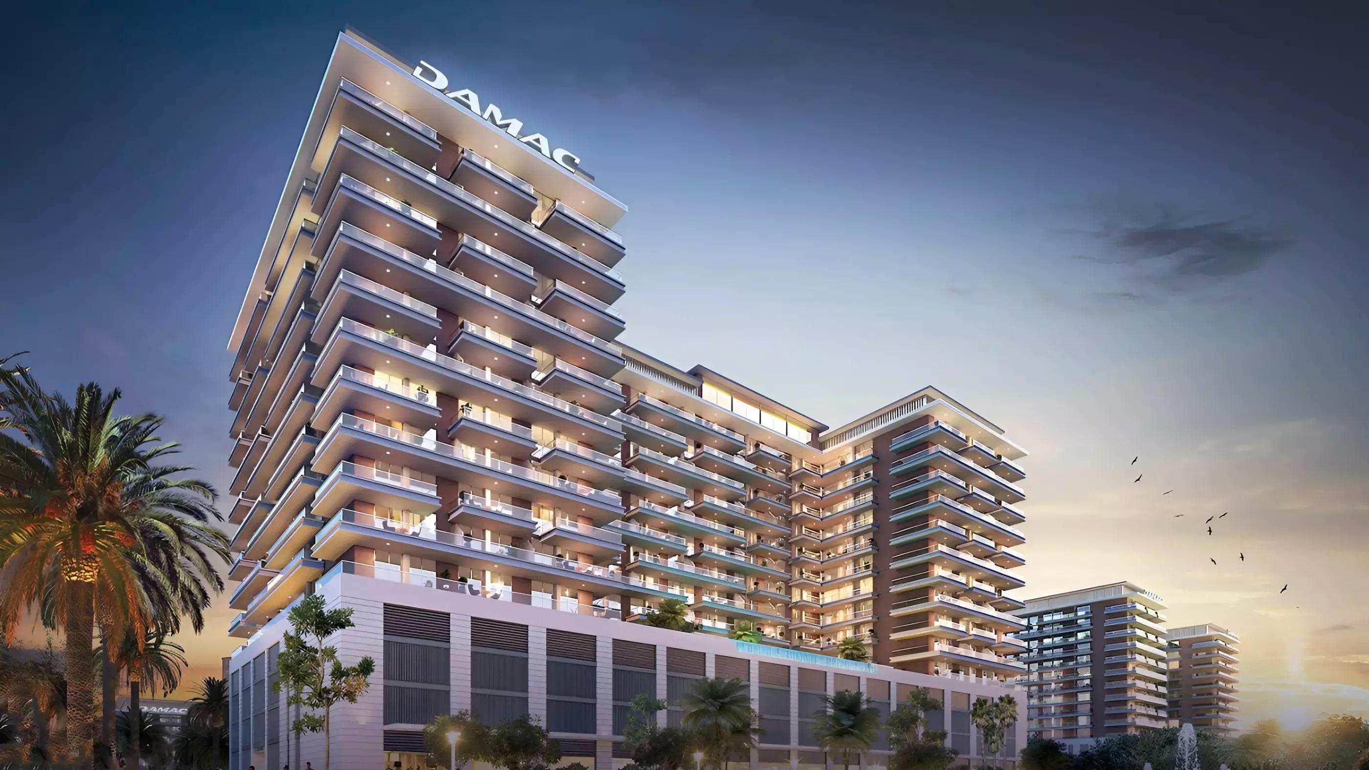Damac Riverside Views Indigo apartment building exterior, DIP 2, Dubai