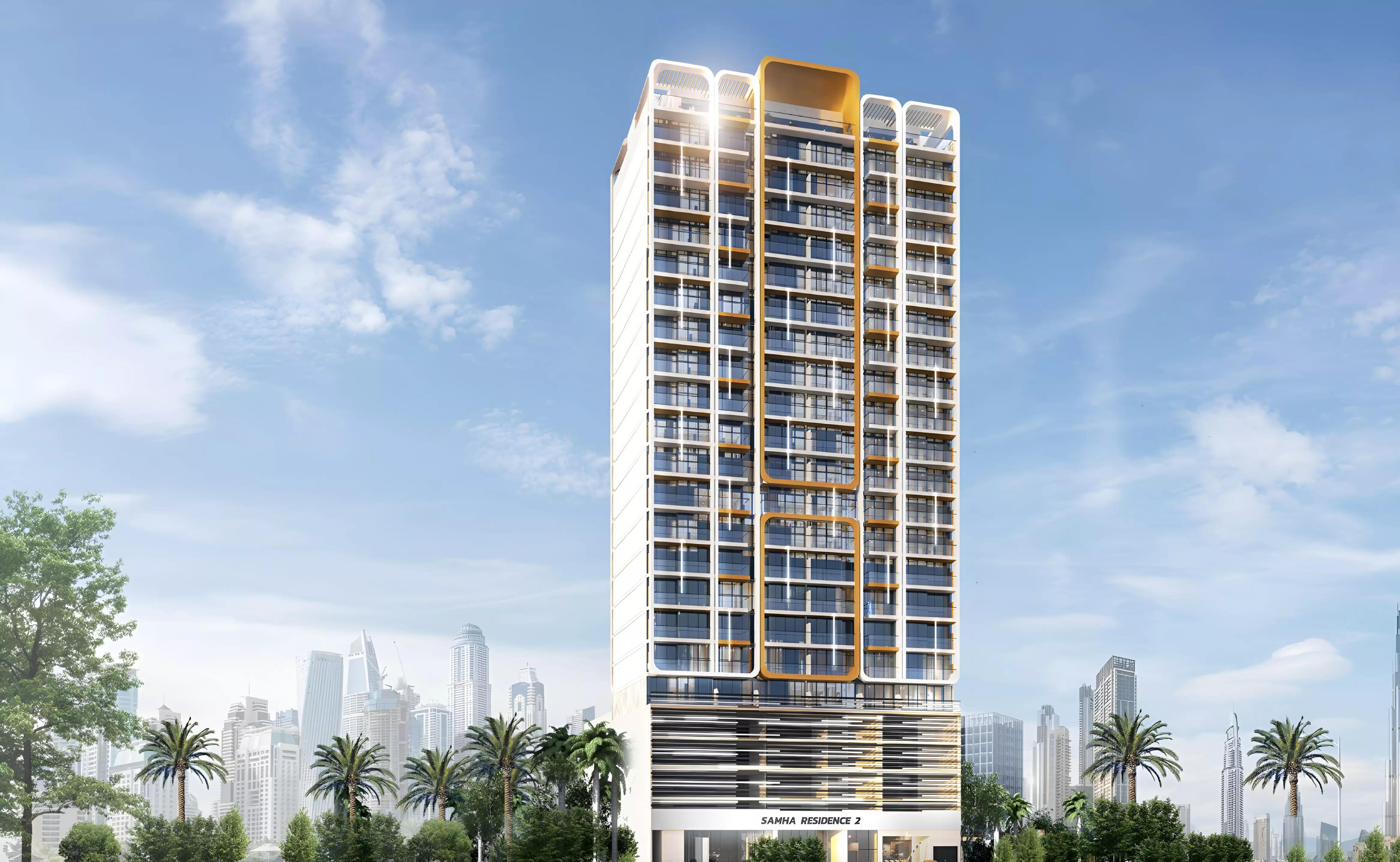 Samha Residence 2 landscaped garden area, JVC, Dubai