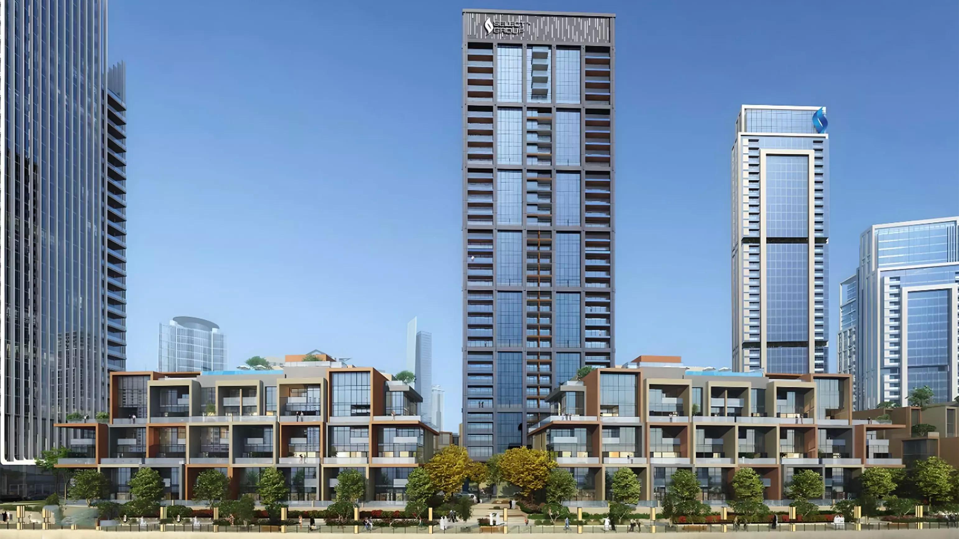 Exterior view of Peninsula Five tower in Business Bay, Dubai