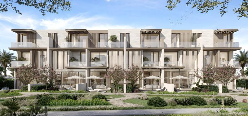 Nad Al Sheba Gardens 10 townhouse exterior with landscaped front garden, Nad Al Sheba, Dubai