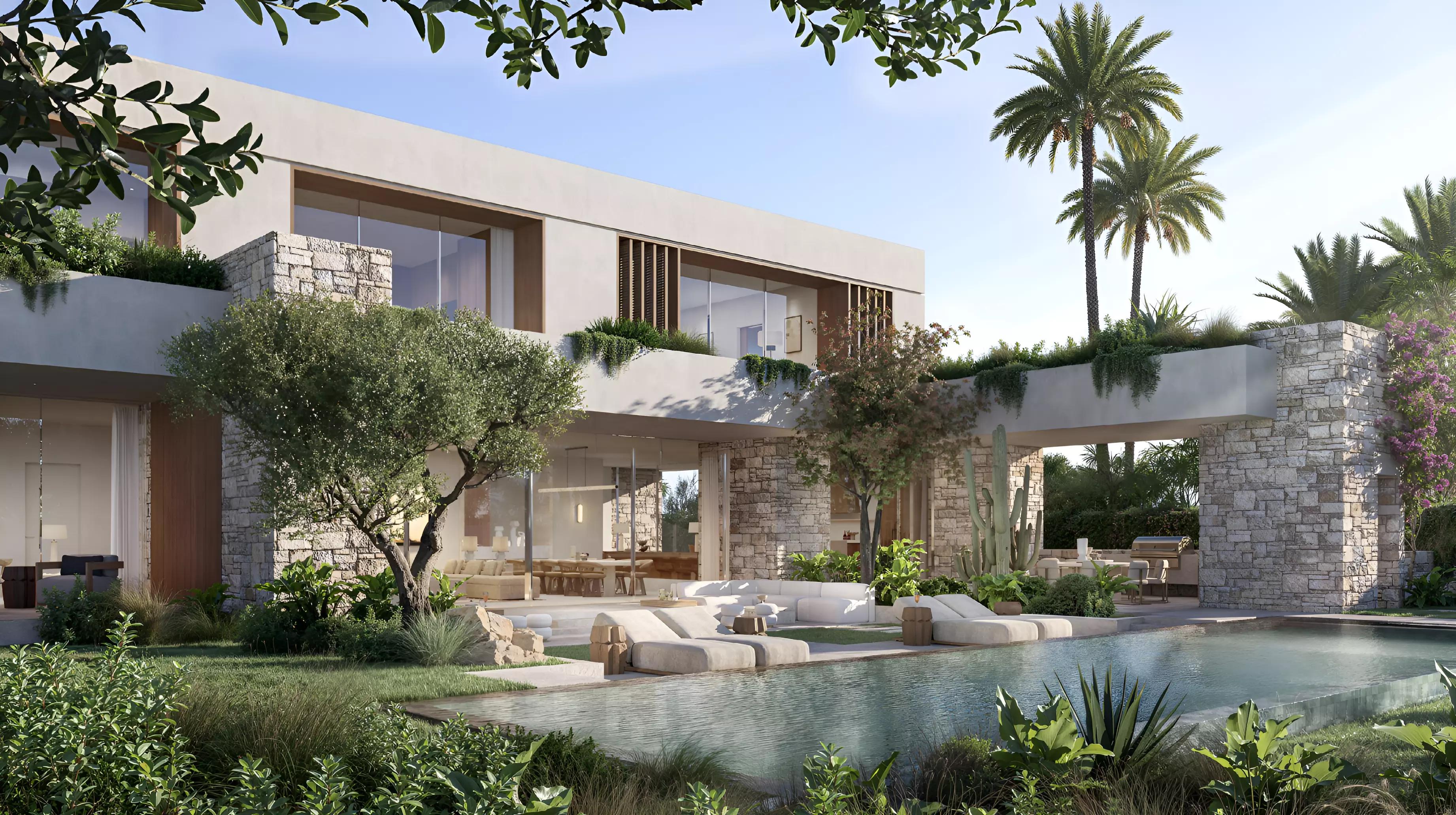 Avra and Aurora villa exterior with landscaped frontage, Dubai Hills Estate