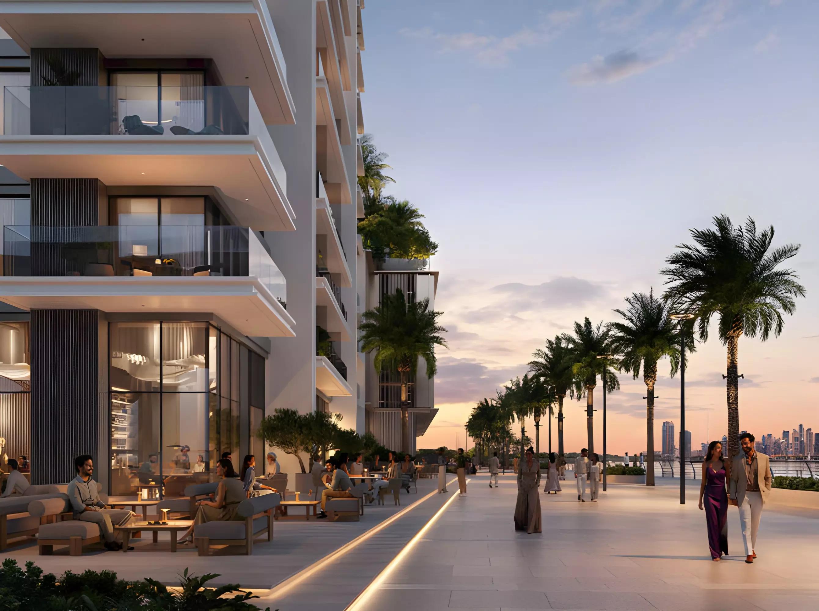 Creek Bay building exterior with skyline backdrop, Dubai Creek Harbour