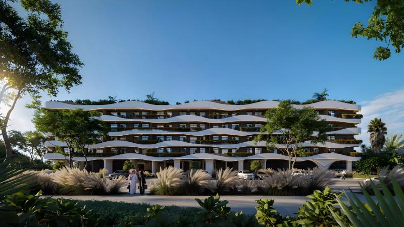 Oasis Residences exterior building facade, Dubai South, Dubai