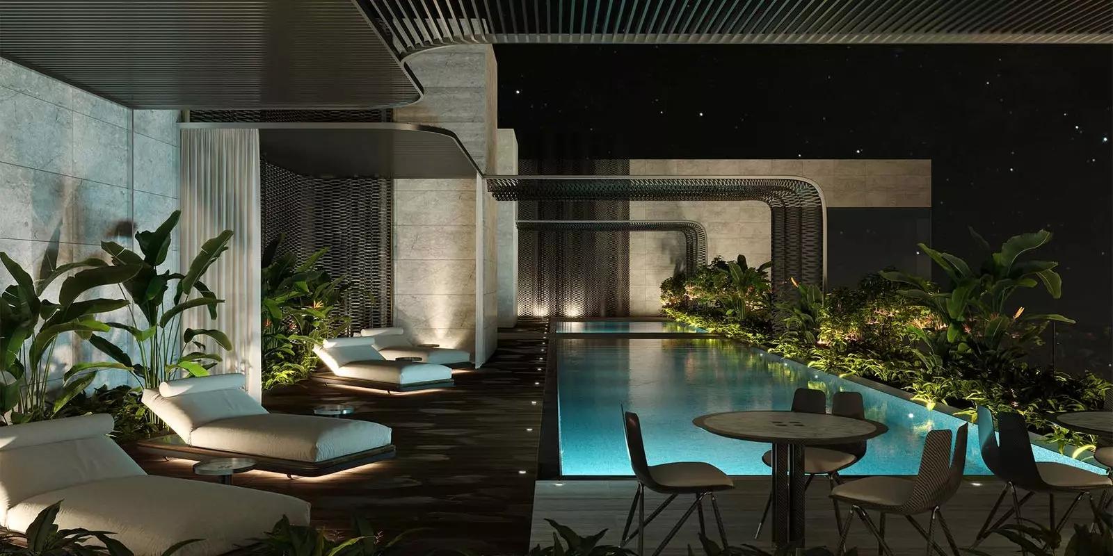 Shared pool deck at DaVinci Tower, Business Bay