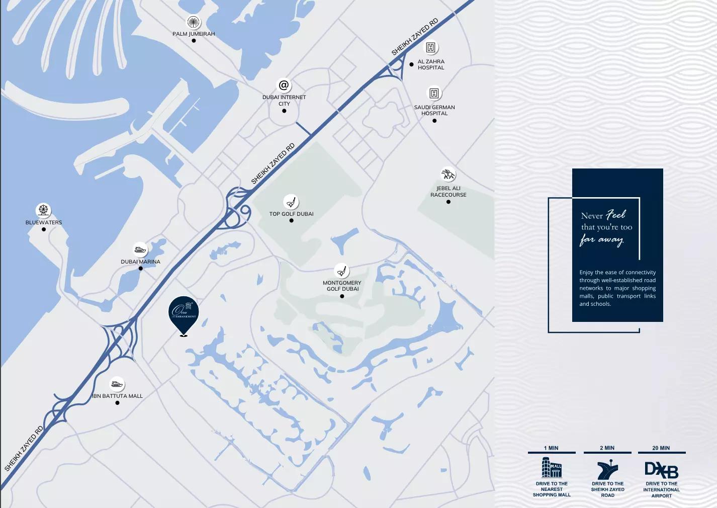 Master plan layout of Orra the Embankment, Jumeirah Lake Towers, Dubai