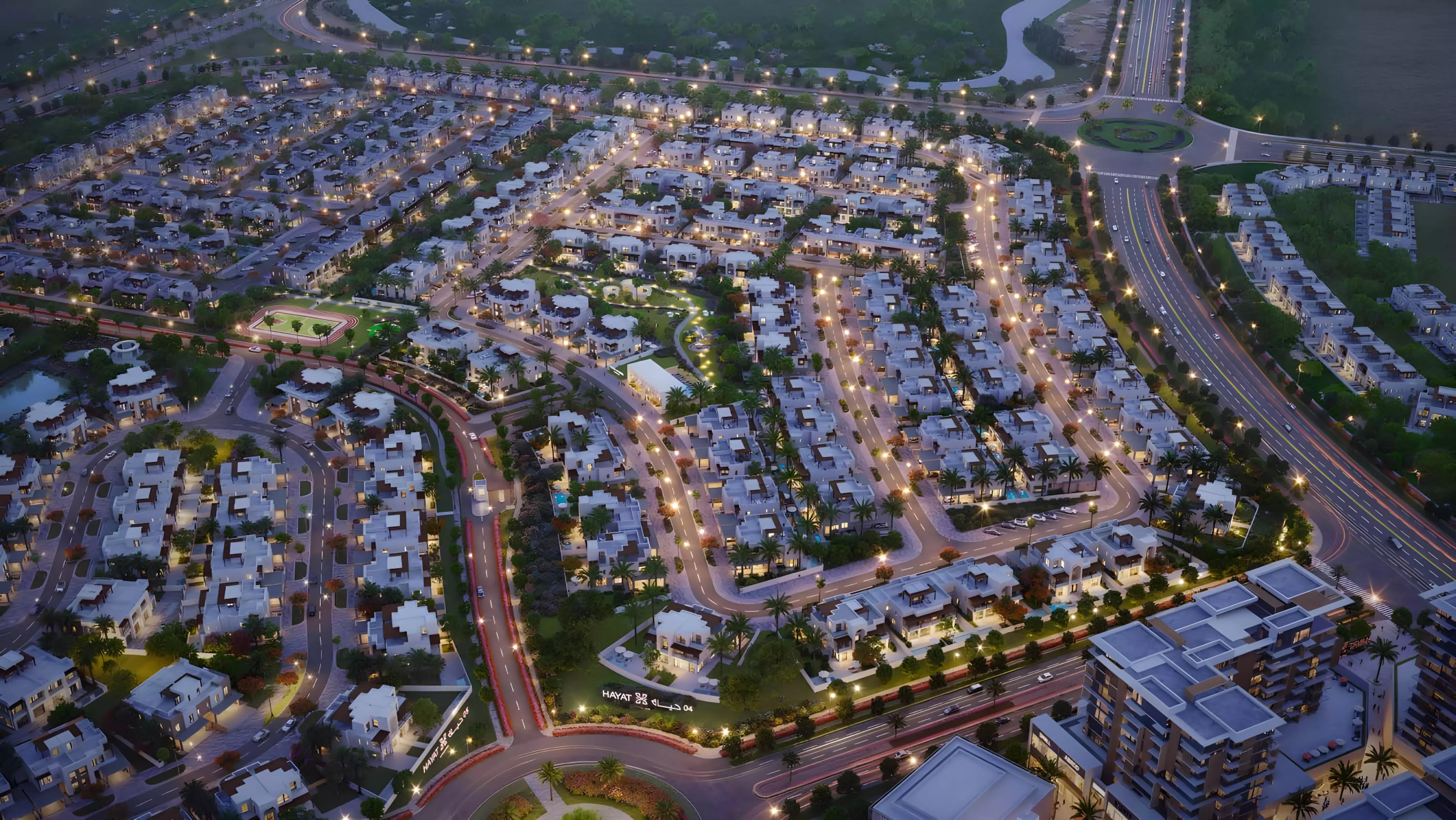 Hayat Phase 5 townhouse facade and driveway, Dubai South