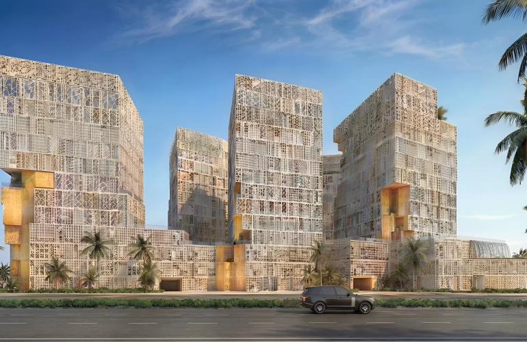 Richmond District exterior facade view, Discovery Gardens, Dubai