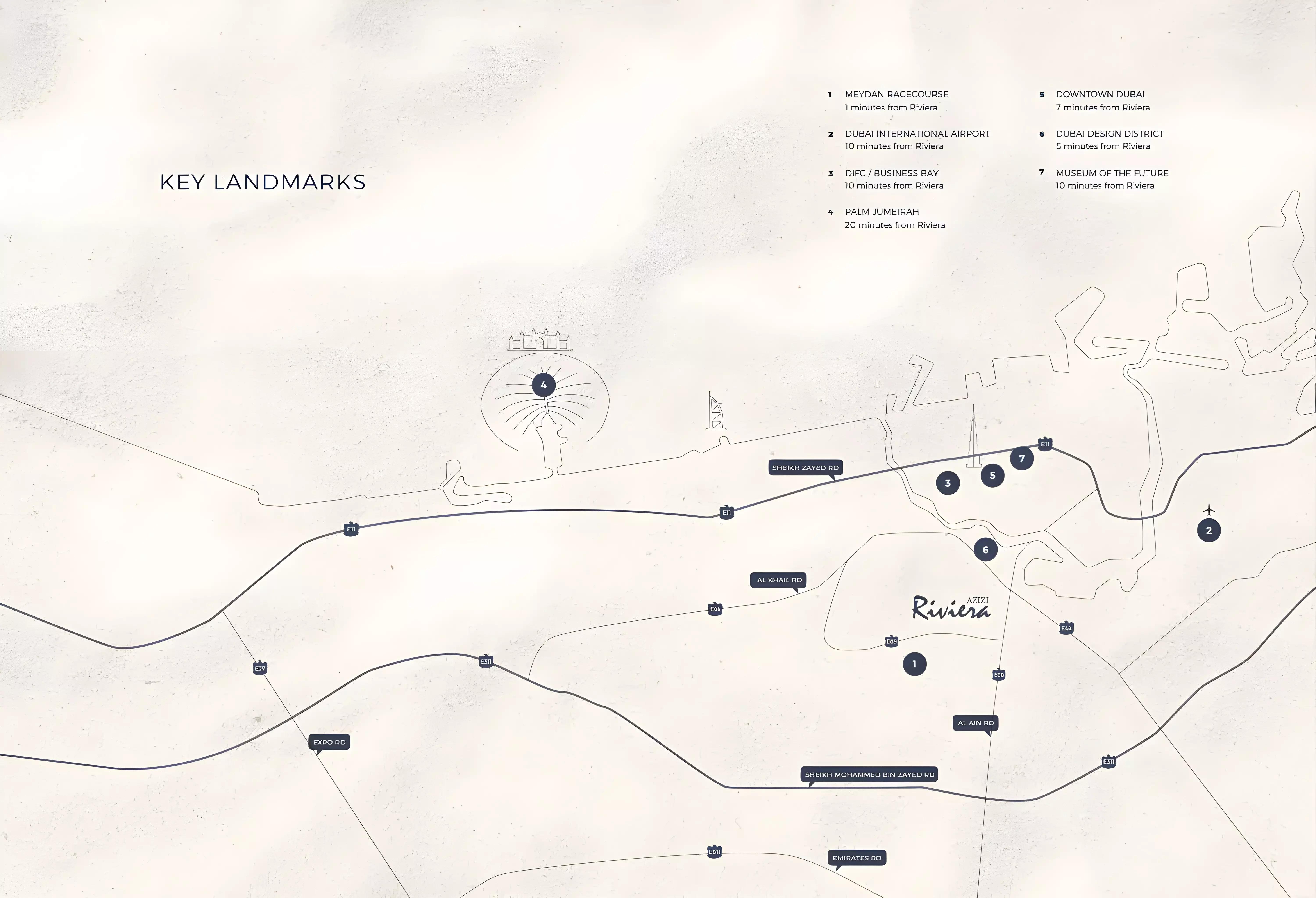 Azizi Riviera master plan layout showing building placement along the canal, Meydan One, Dubai