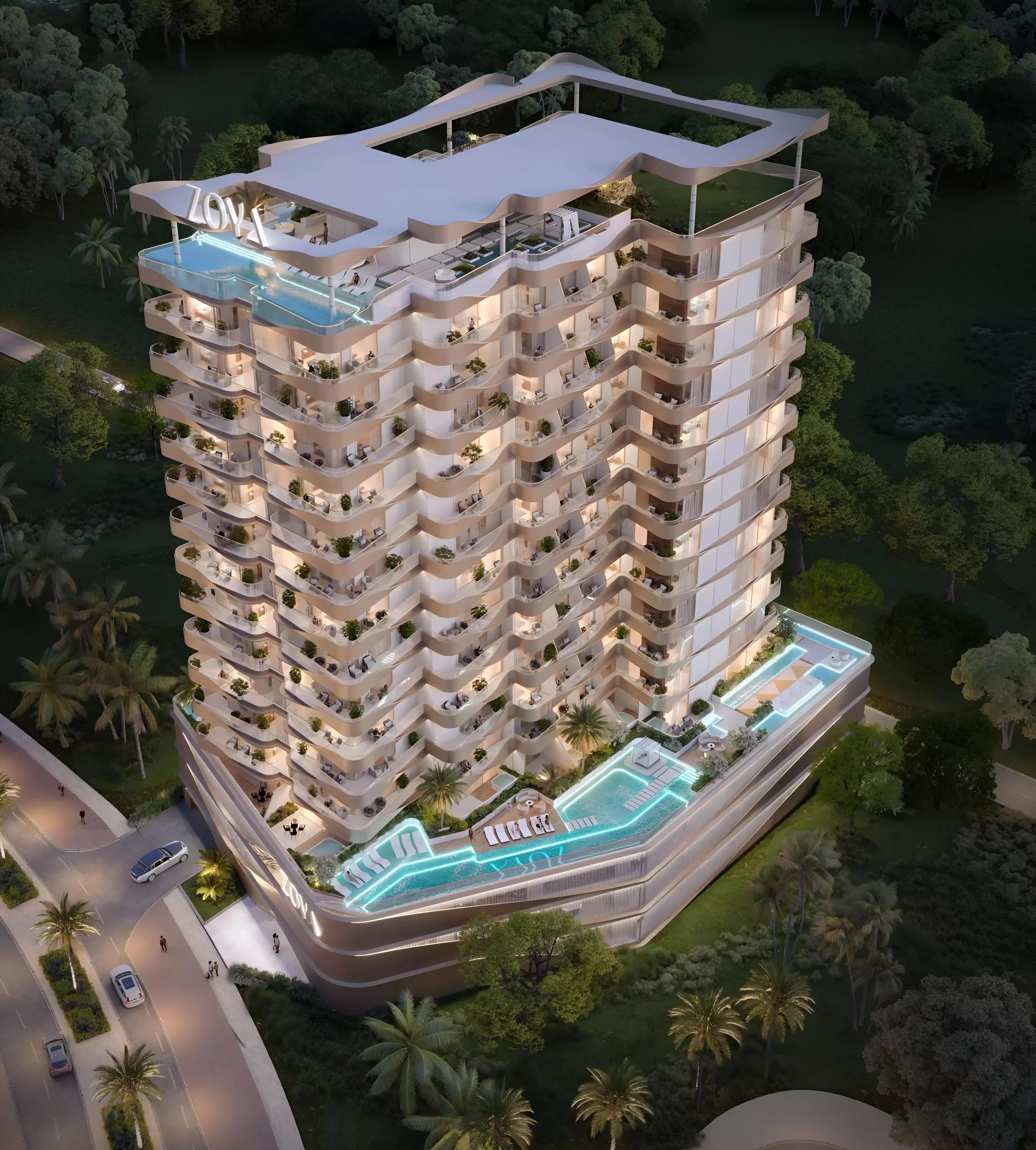 Apartment interior living space at Nuve by Zoya, Dubai Land Residence Complex