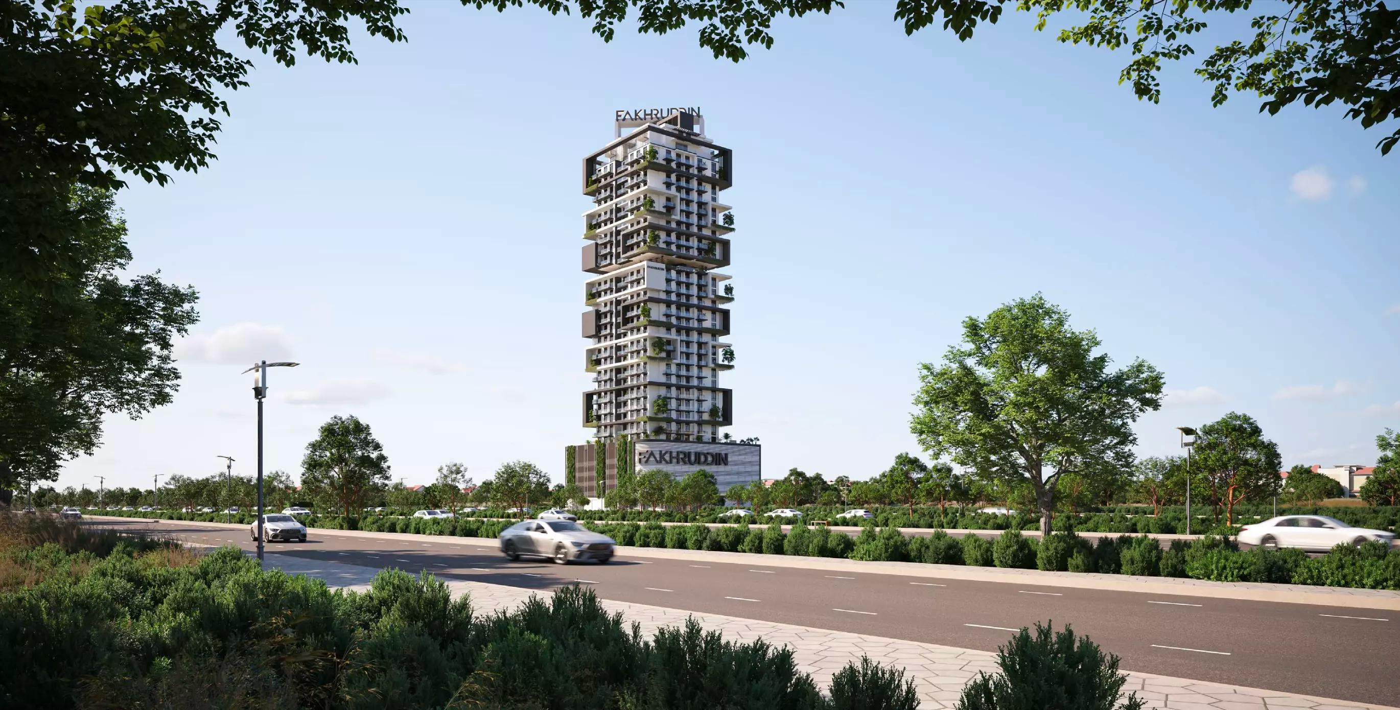 Treppan Tower exterior facade in Jumeirah Village Triangle, Dubai