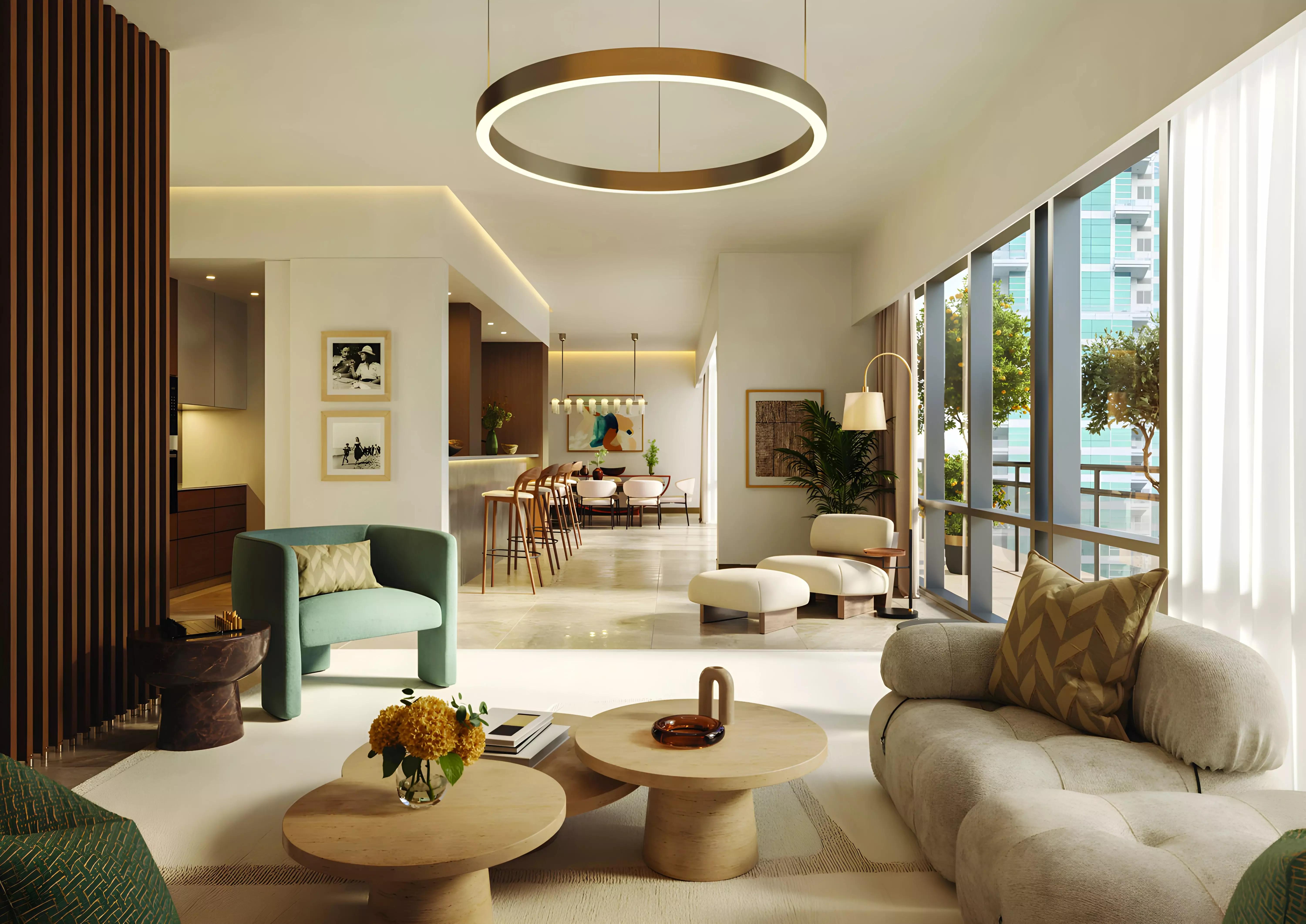 Residences Du Port living room interior, Dubai Marina