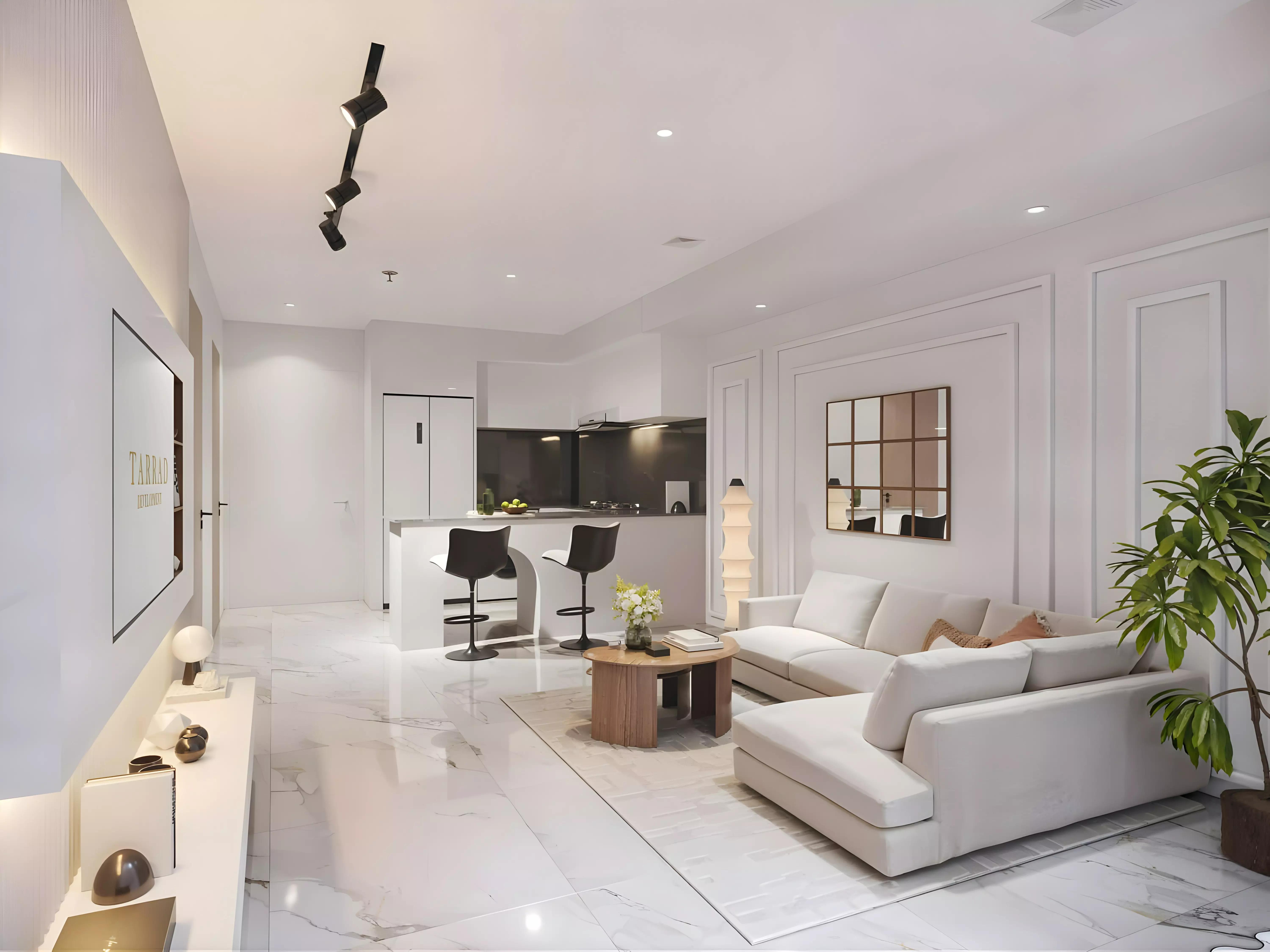 Celesto Tower apartment interior render, Dubai Land Residence Complex, Dubai