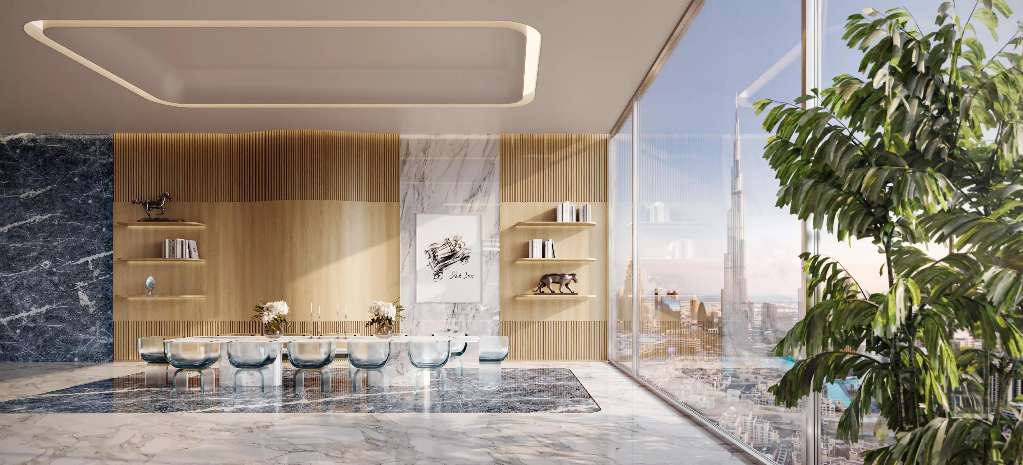 Bugatti Residences facade and entrance detail, Business Bay, Dubai