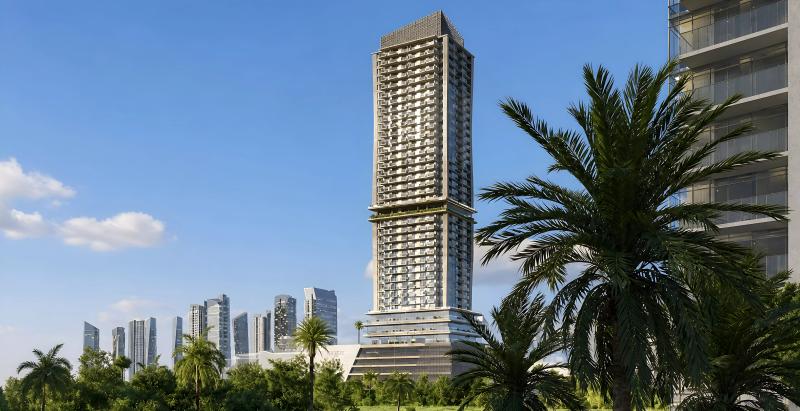 Sky Level 1 exterior building facade, Jumeirah Village Circle, Dubai