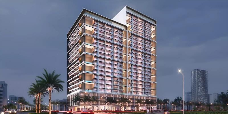 Binghatti Orchid exterior facade view, Jumeirah Village Circle, Dubai