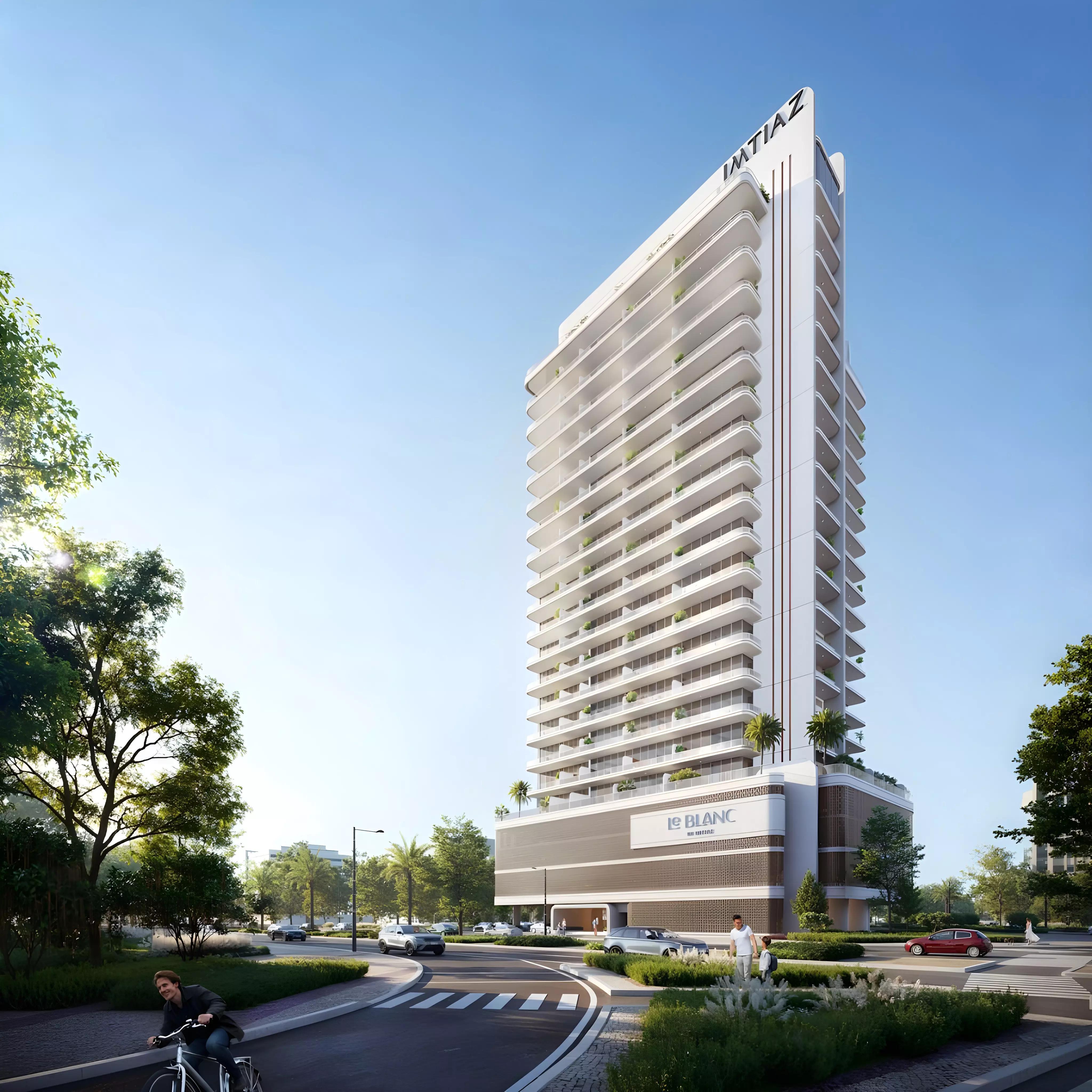 Le Blanc residential tower exterior, Dubai Land Residence Complex, Dubai