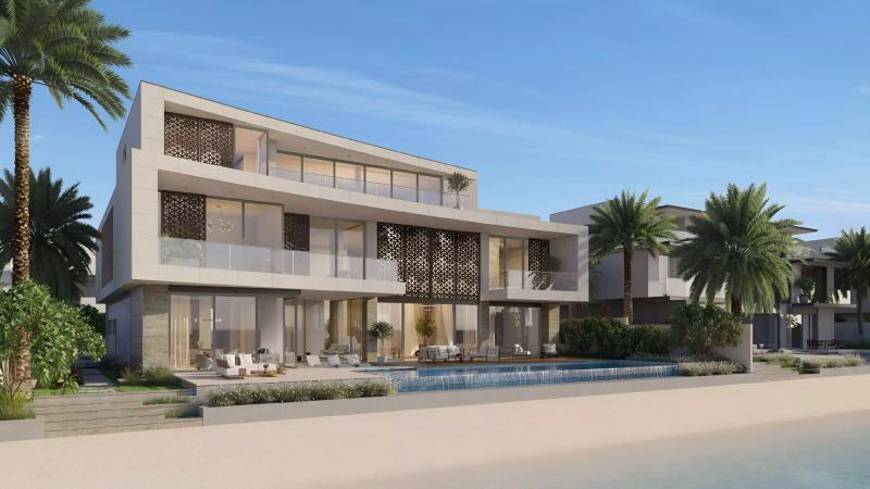 Beachfront villa exterior at Palm Jebel Ali Frond B, Dubai