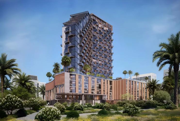 The Winslow residential tower exterior in Meydan Horizon, Dubai