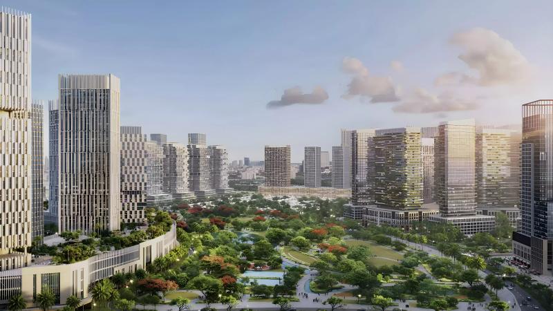 Azizi Milan 53 residential tower exterior in City of Arabia, Dubai
