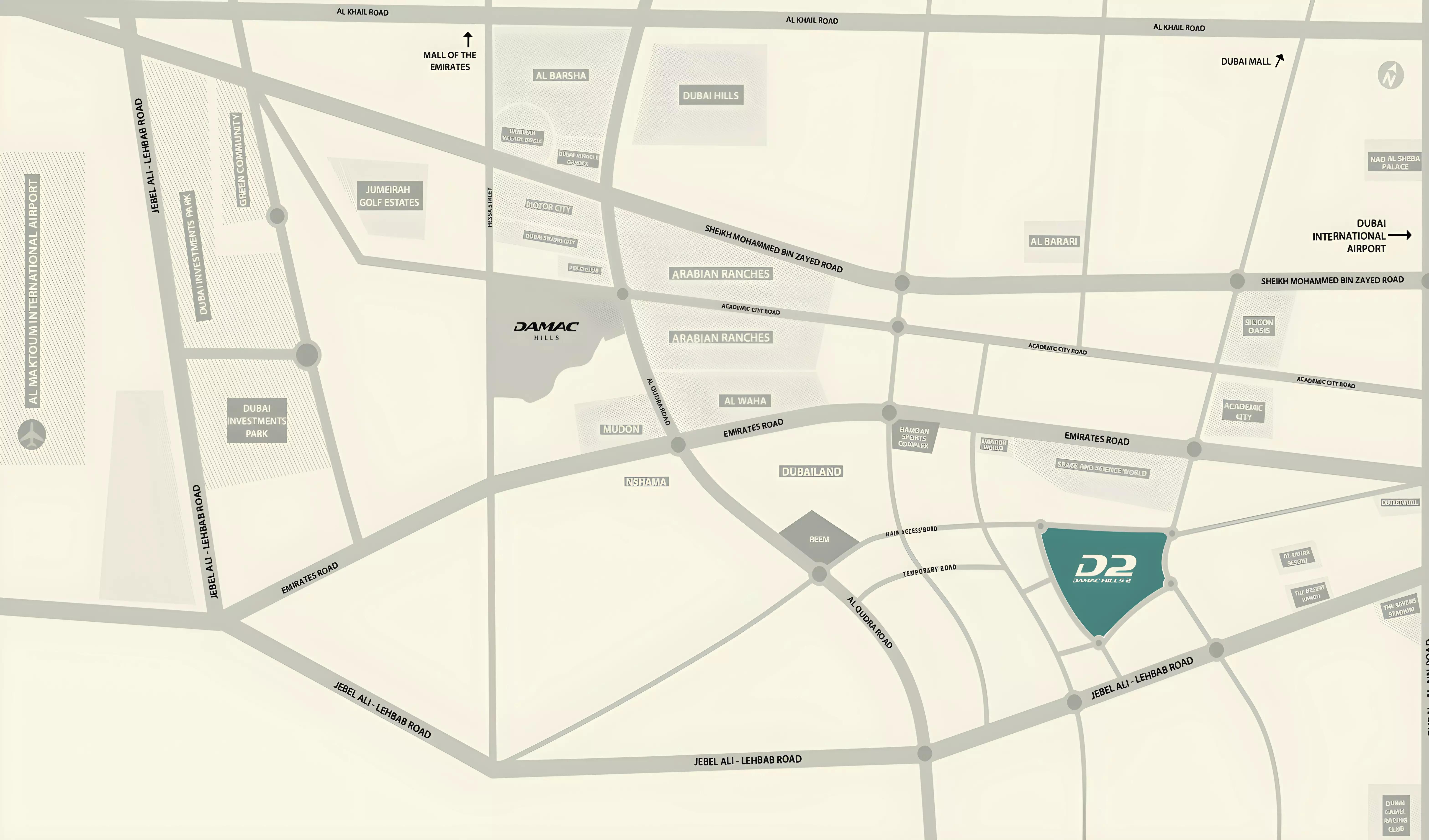 Park Greens 3 master plan layout showing villa plots and amenities, DAMAC Hills, Dubai