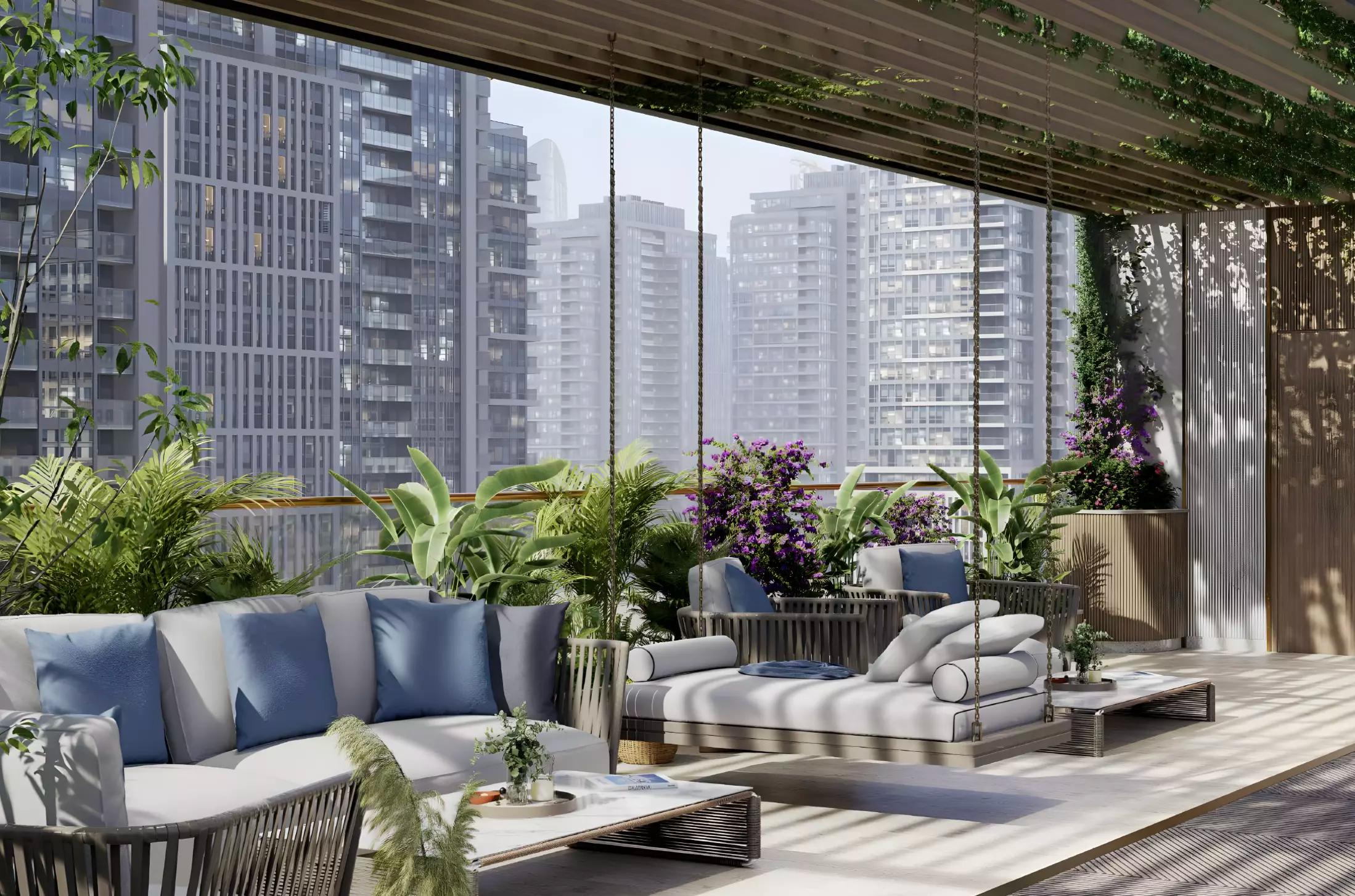 Liora Residences building rendering from street level, Dubai Islands