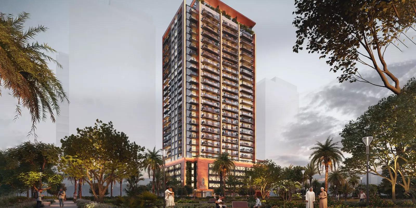 Hadley Heights apartment tower exterior facade, JVC District 11, Dubai
